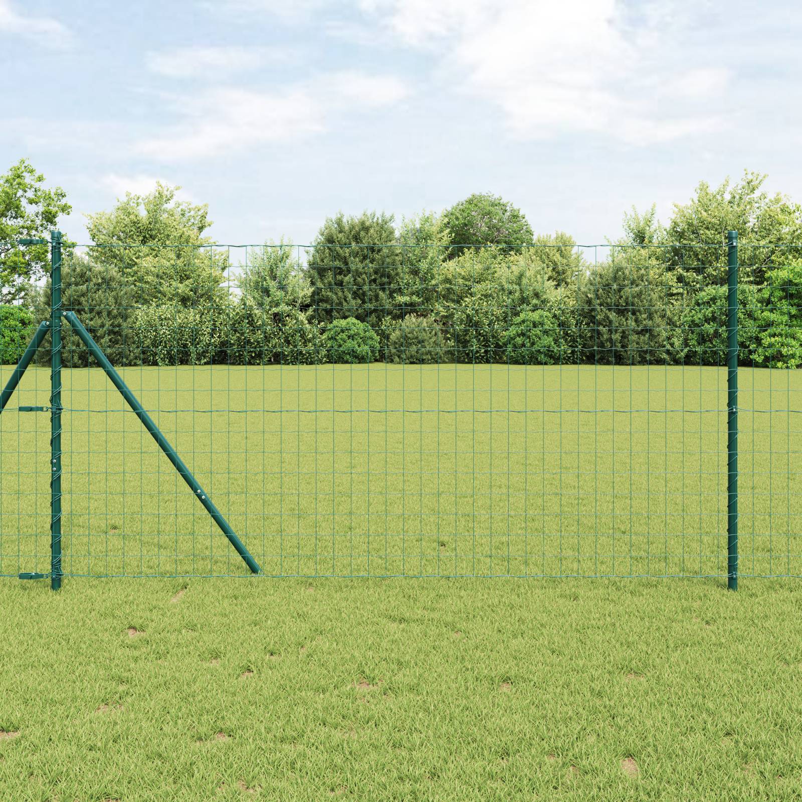 vidaXL Euro-Zaun mit 7 Pfosten 1,4x10 m verzinkter Stahl Grün