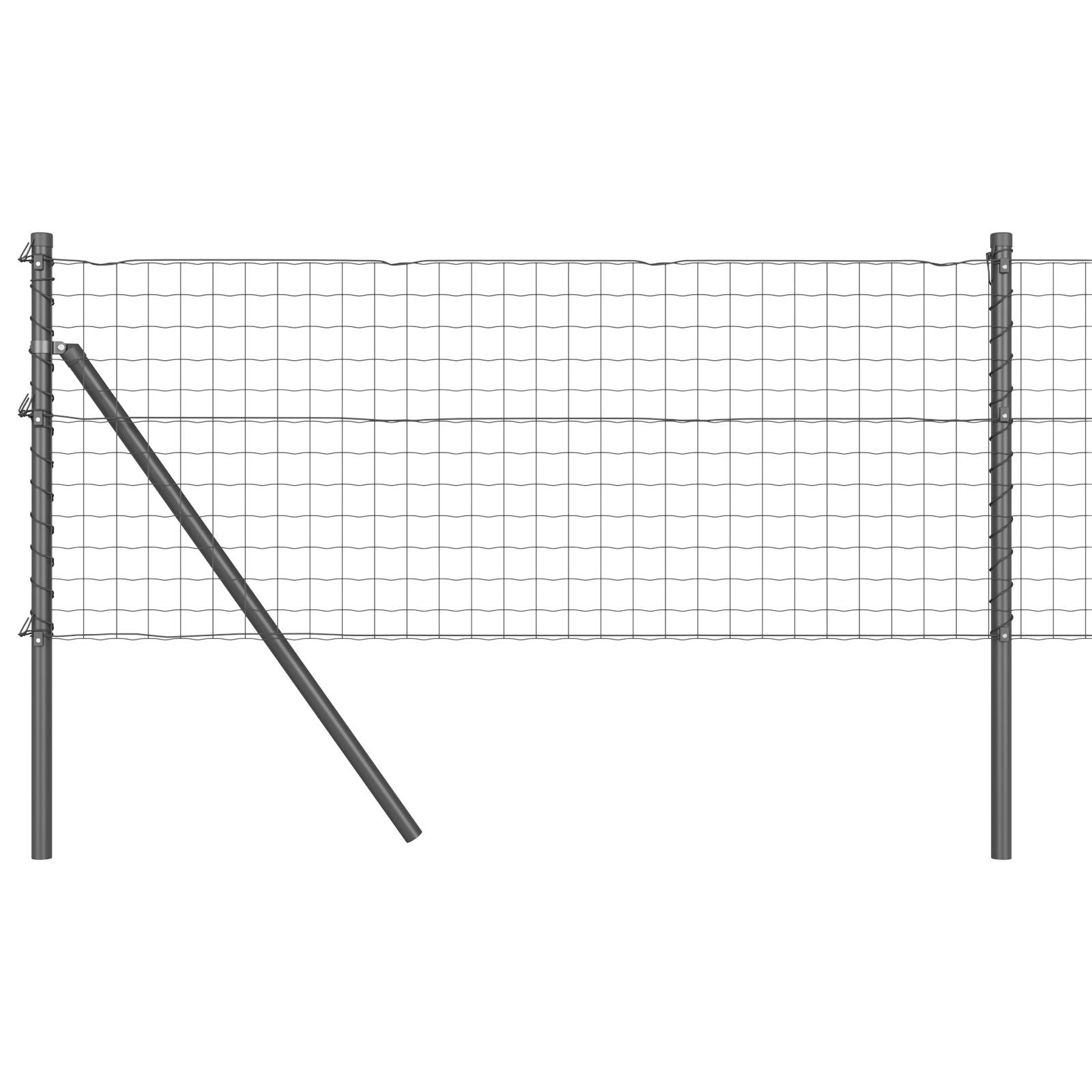 vidaXL Euro Zaun mit 13 Pfosten 0,6x25 m Galvanisierter Stahl Grau