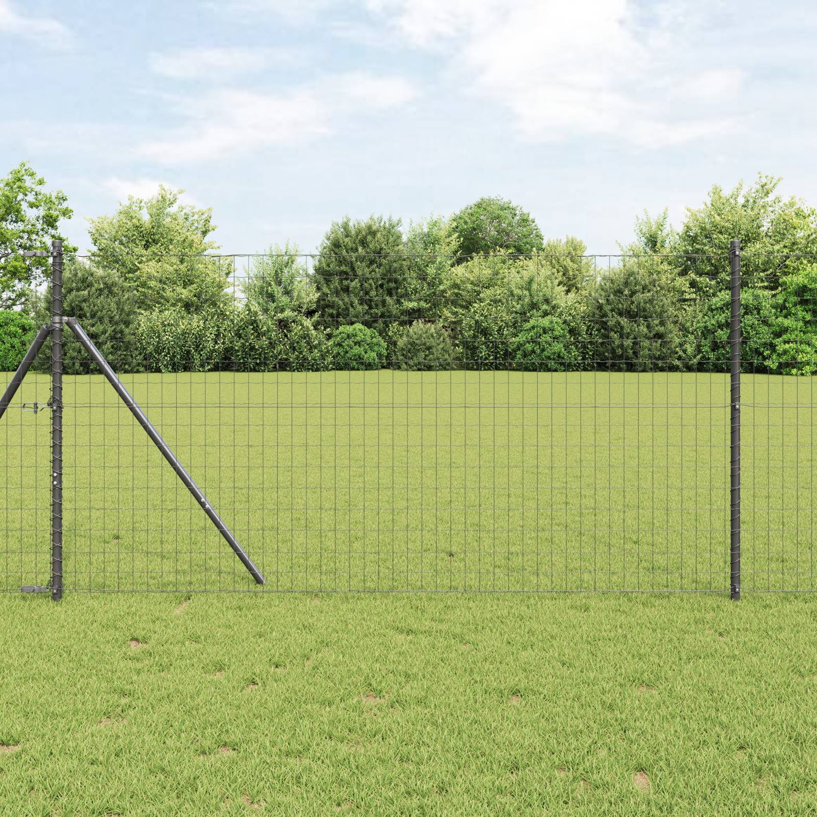 vidaXL Euro Zaun mit 7 Pfosten 1.2x10 m verzinkter Stahl grau