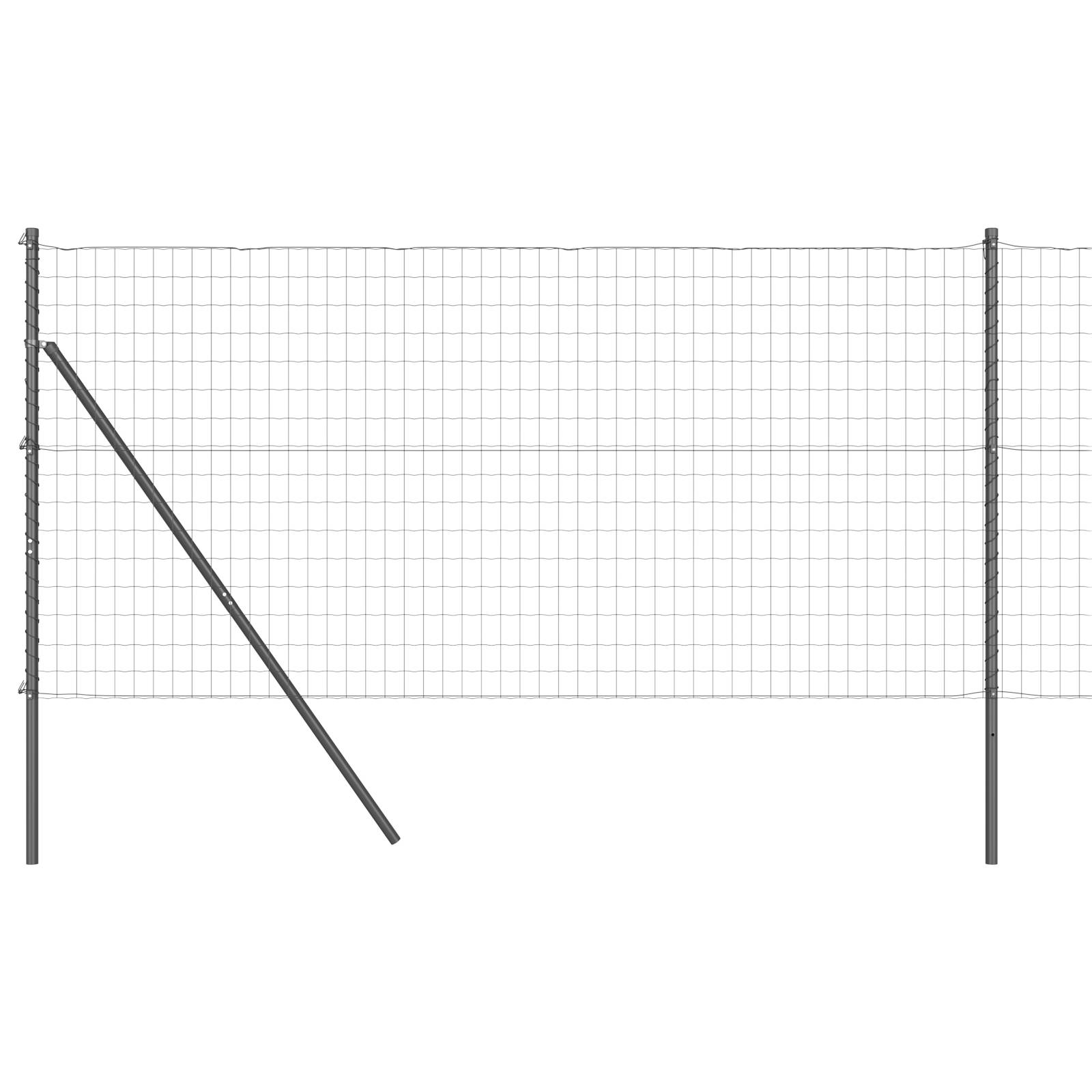 vidaXL Euro Zaun mit 7 Pfosten 1.2x10 m verzinkter Stahl grau