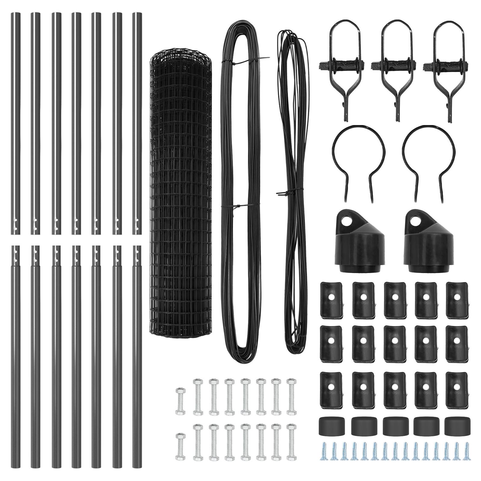 vidaXL Eurozaun mit 7 Pfosten 1.4x10 m verzinkter Stahl grau