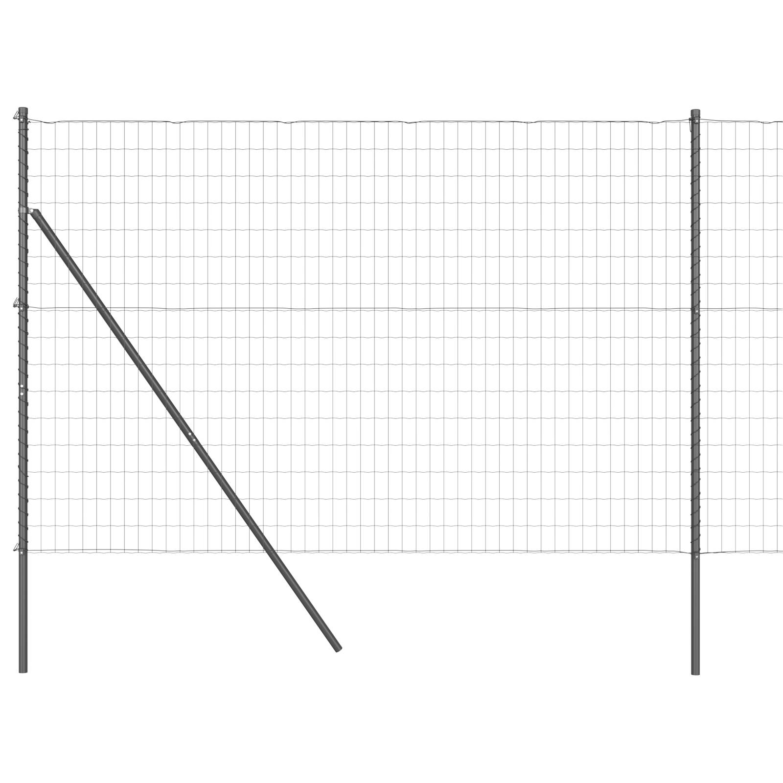 vidaXL Euro Zaun mit 7 Pfosten 1,6x10 m feuerverzinkter Stahl Grau