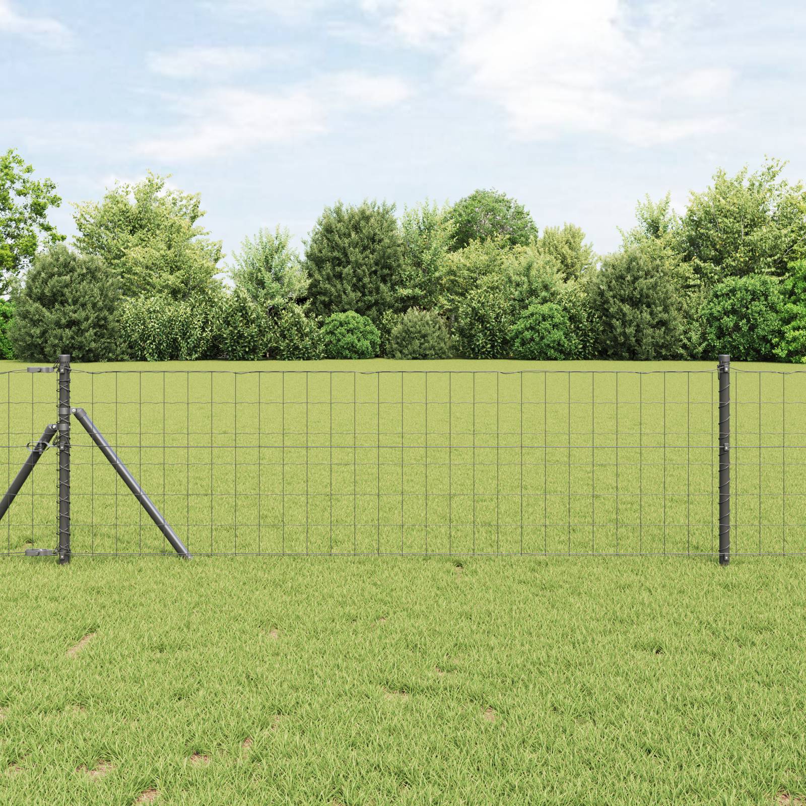 vidaXL Euro Zaun mit 13 Pfosten 0,6x25 m verzinkter Stahl Grau