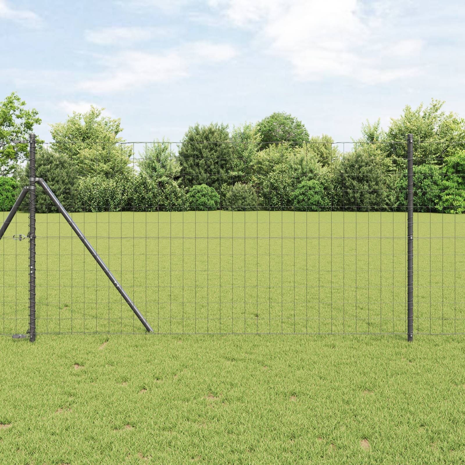 vidaXL Euro Zaun mit 7 Pfosten 1.4x10 m Verzinkter Stahl Grau