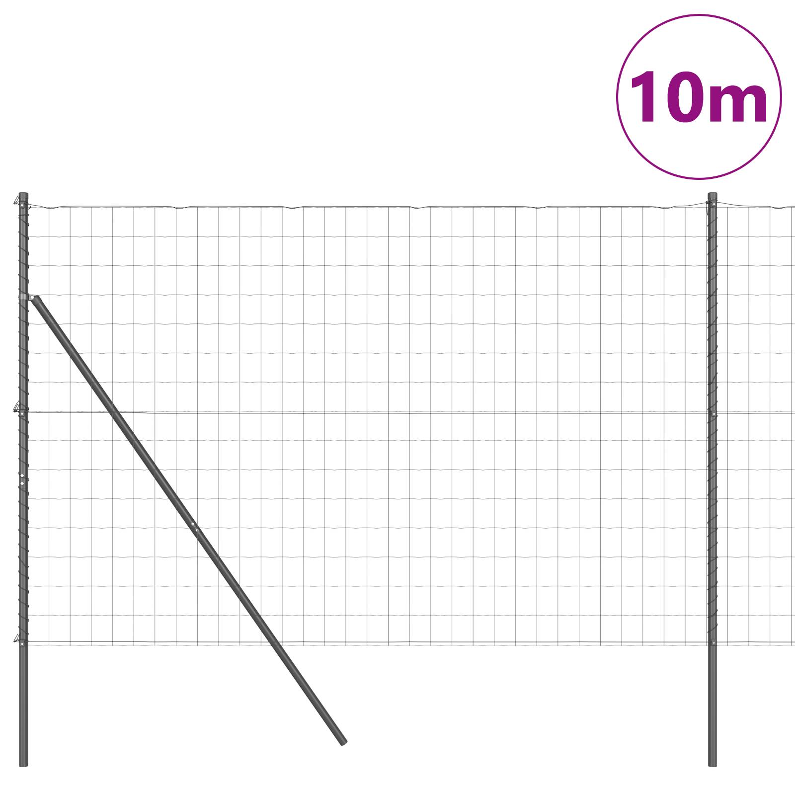 vidaXL Euro-Zaun mit 7 Pfosten 1,6x10 m Verzinkter Stahl Grau