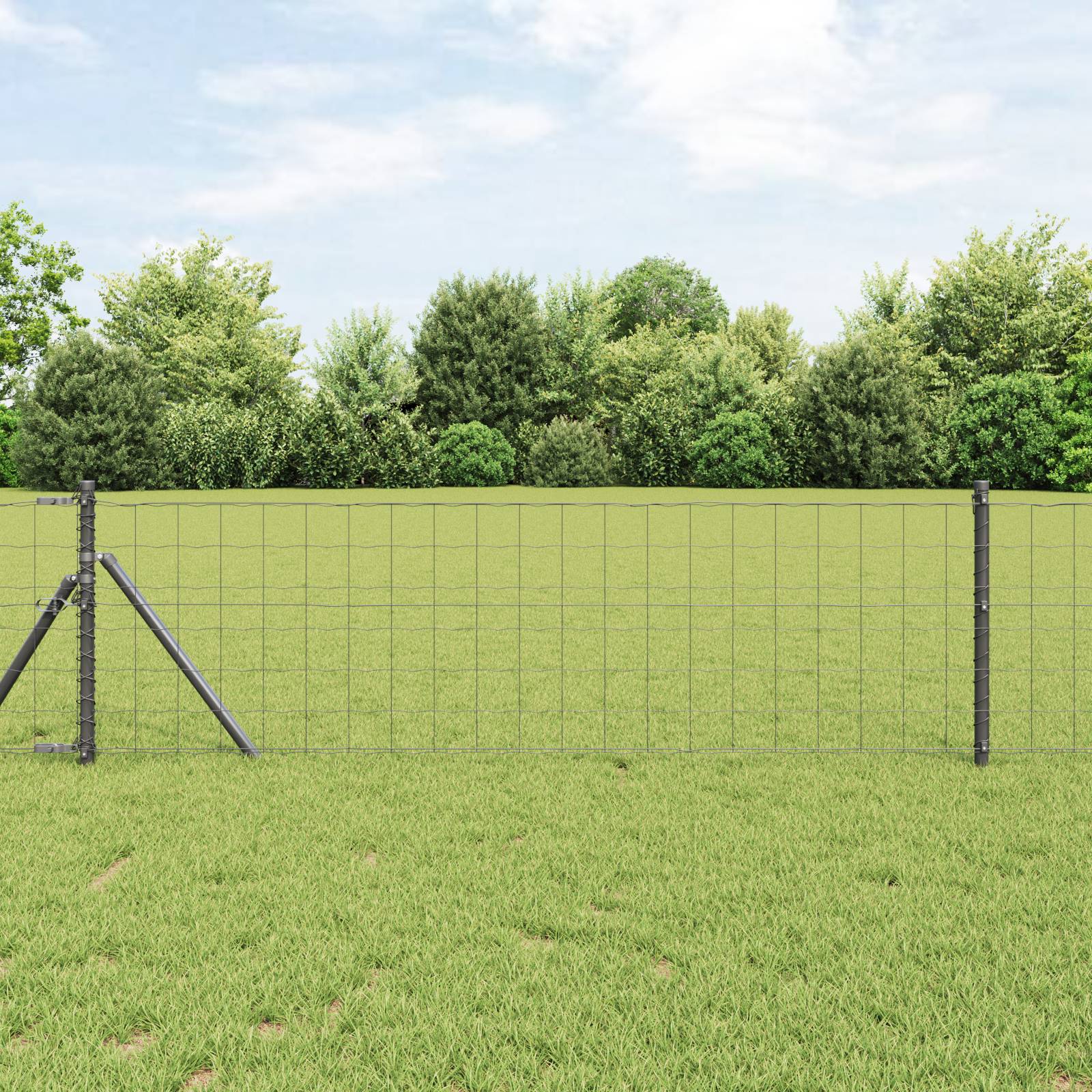 vidaXL Euro Zaun mit 13 Pfosten 0,6x50 m verzinkter Stahl Grau