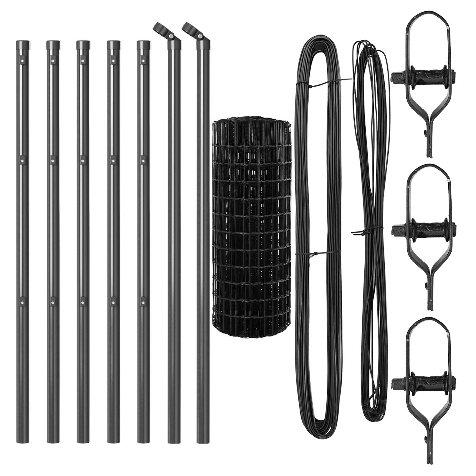 vidaXL Euro Zaun mit 13 Pfosten 0,4x50 m Feuerverzinkter Stahl Grau