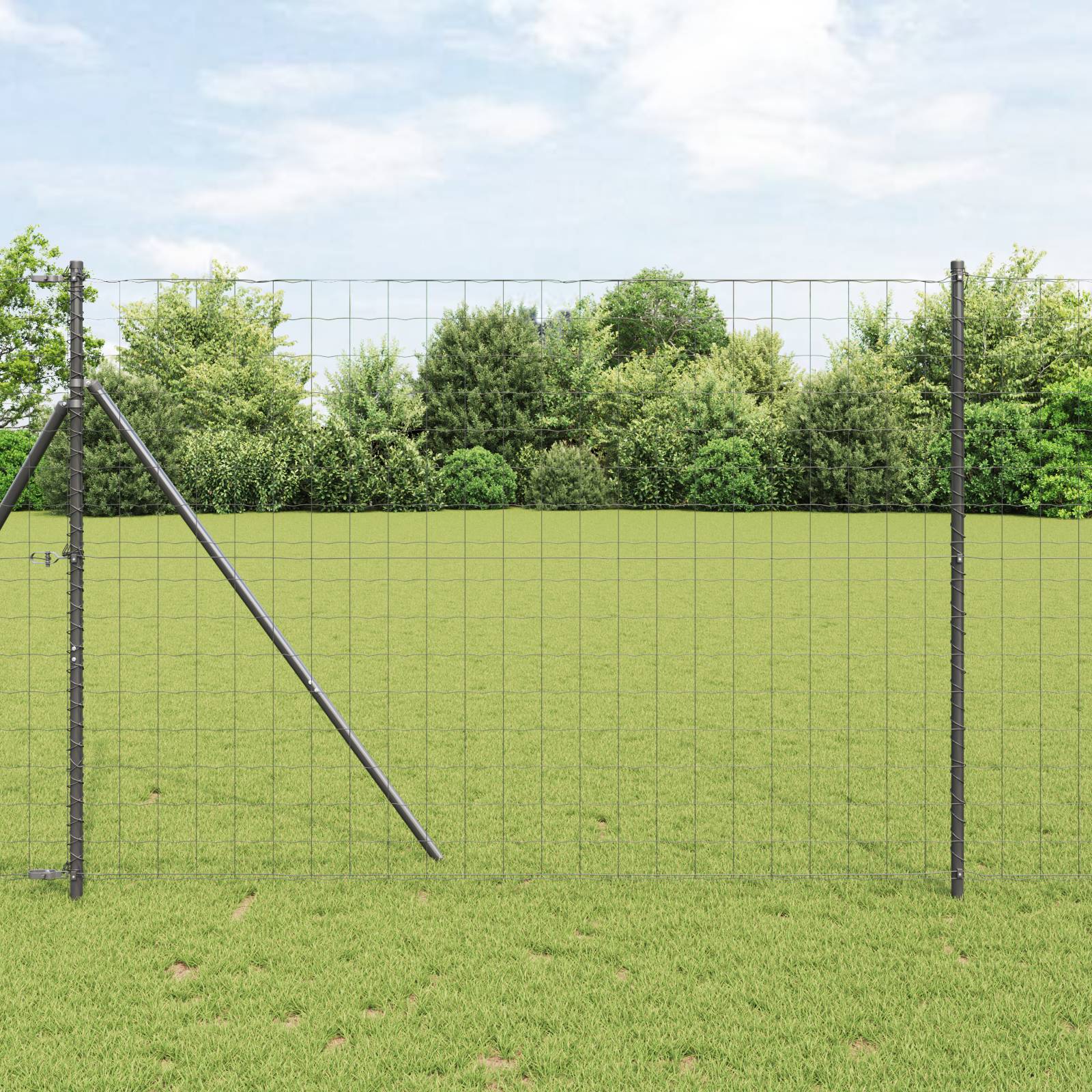 vidaXL Euro Zaun mit 7 Pfosten 1,5x10 m Verzinkter Stahl Grau