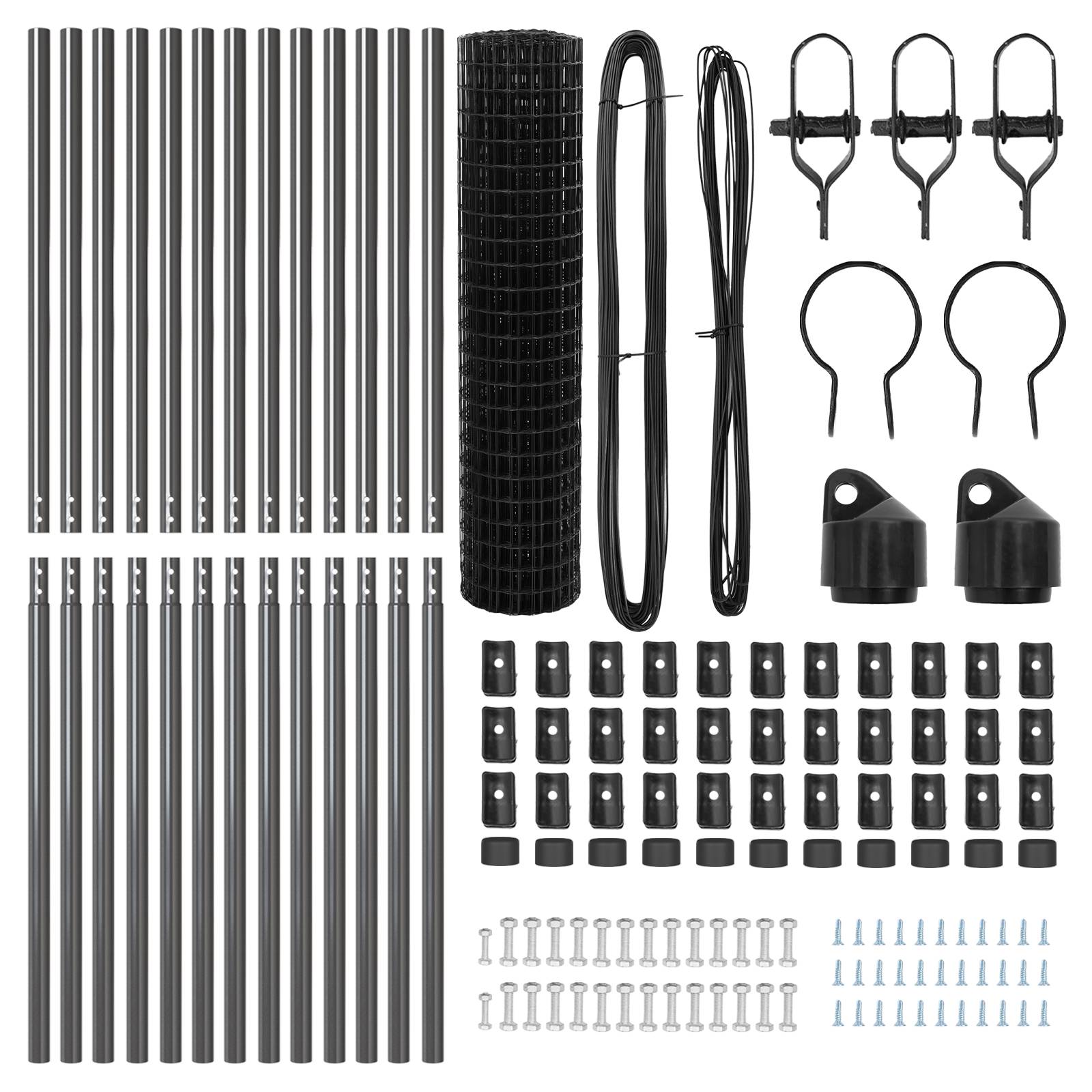 vidaXL Euro-Zaun mit 13 Pfosten 1x25 m verzinkter Stahl Grau