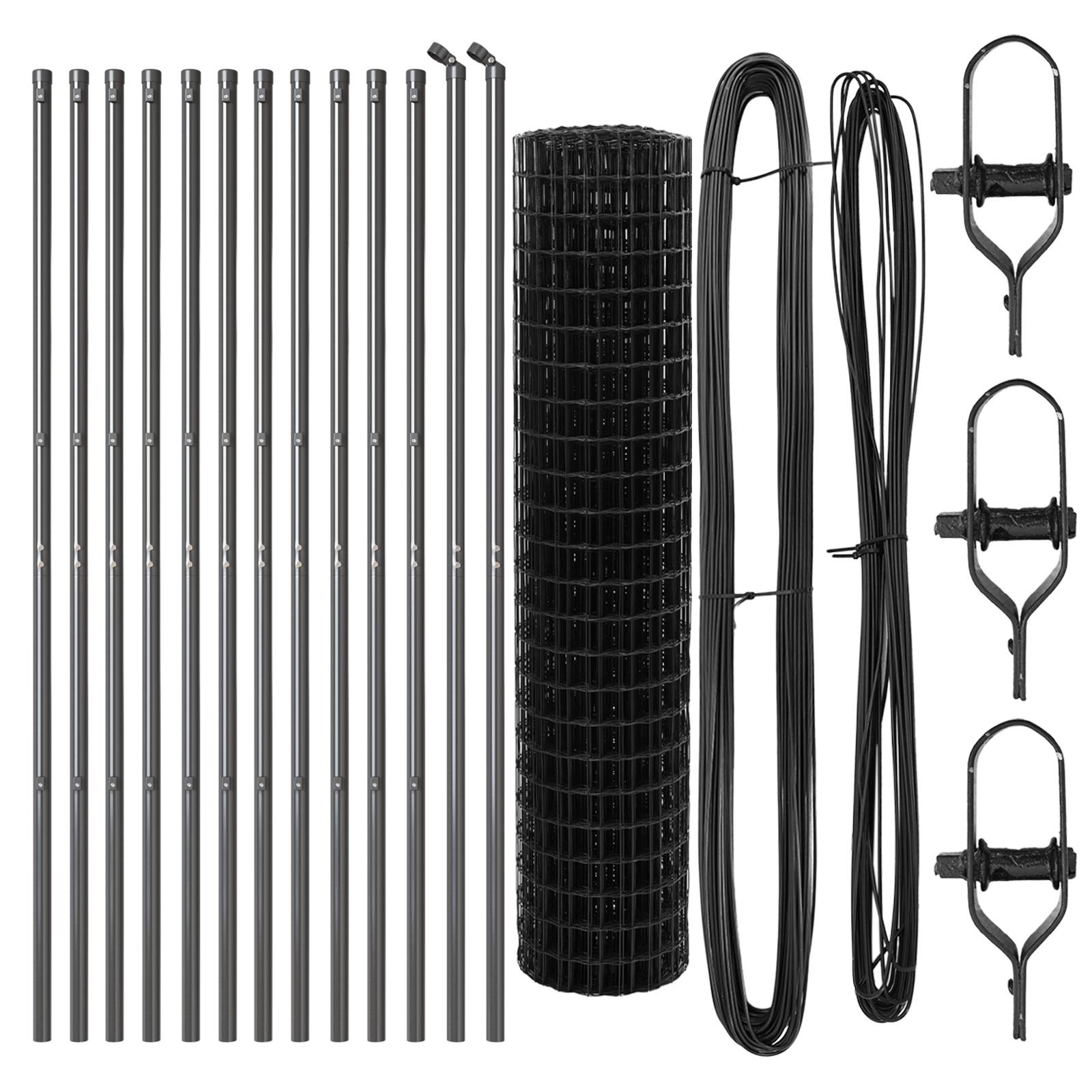 vidaXL Euro-Zaun mit 13 Pfosten 1x25 m verzinkter Stahl Grau