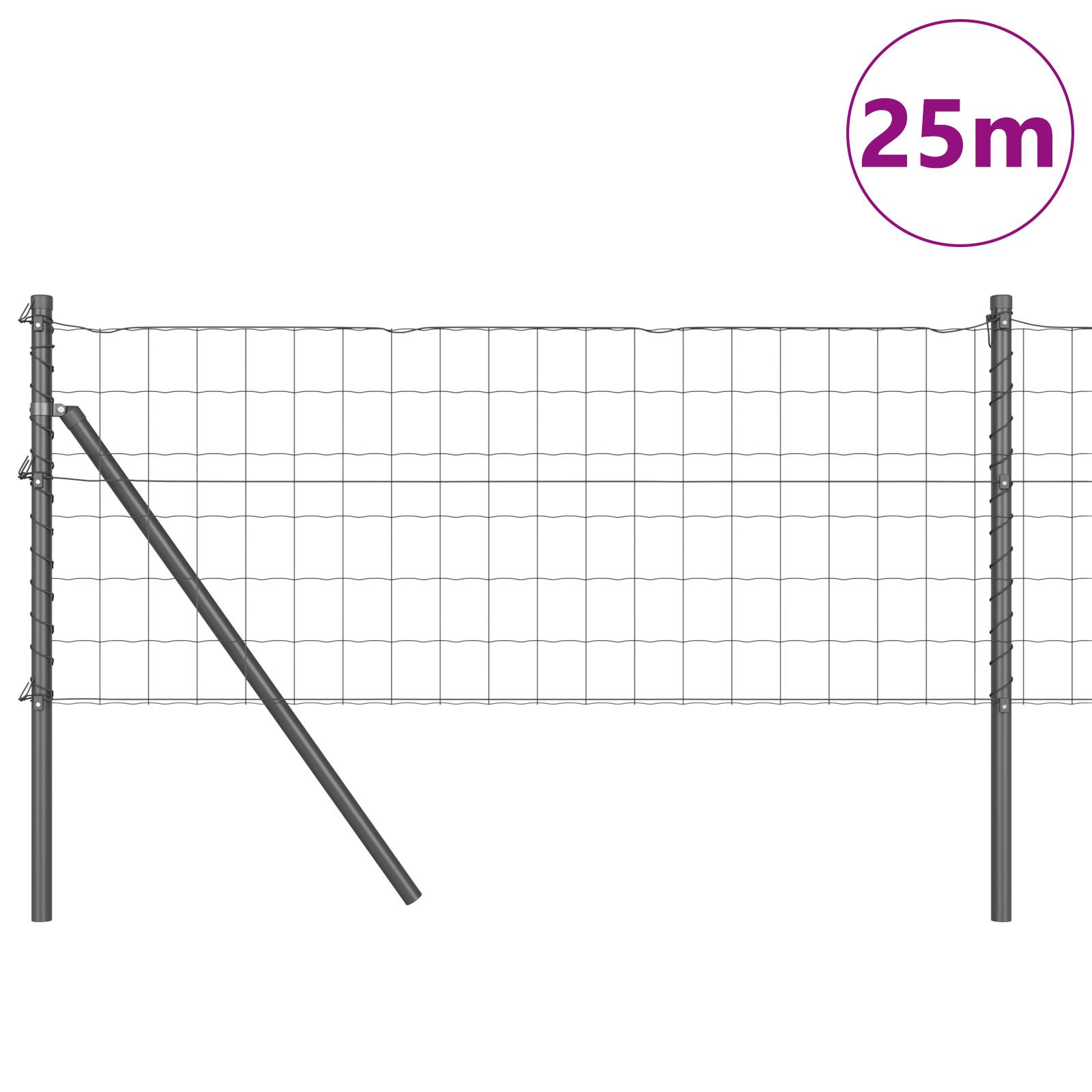 vidaXL Euro Zaun mit 13 Pfosten 0.8x25 m Verzinkter Stahl Grau