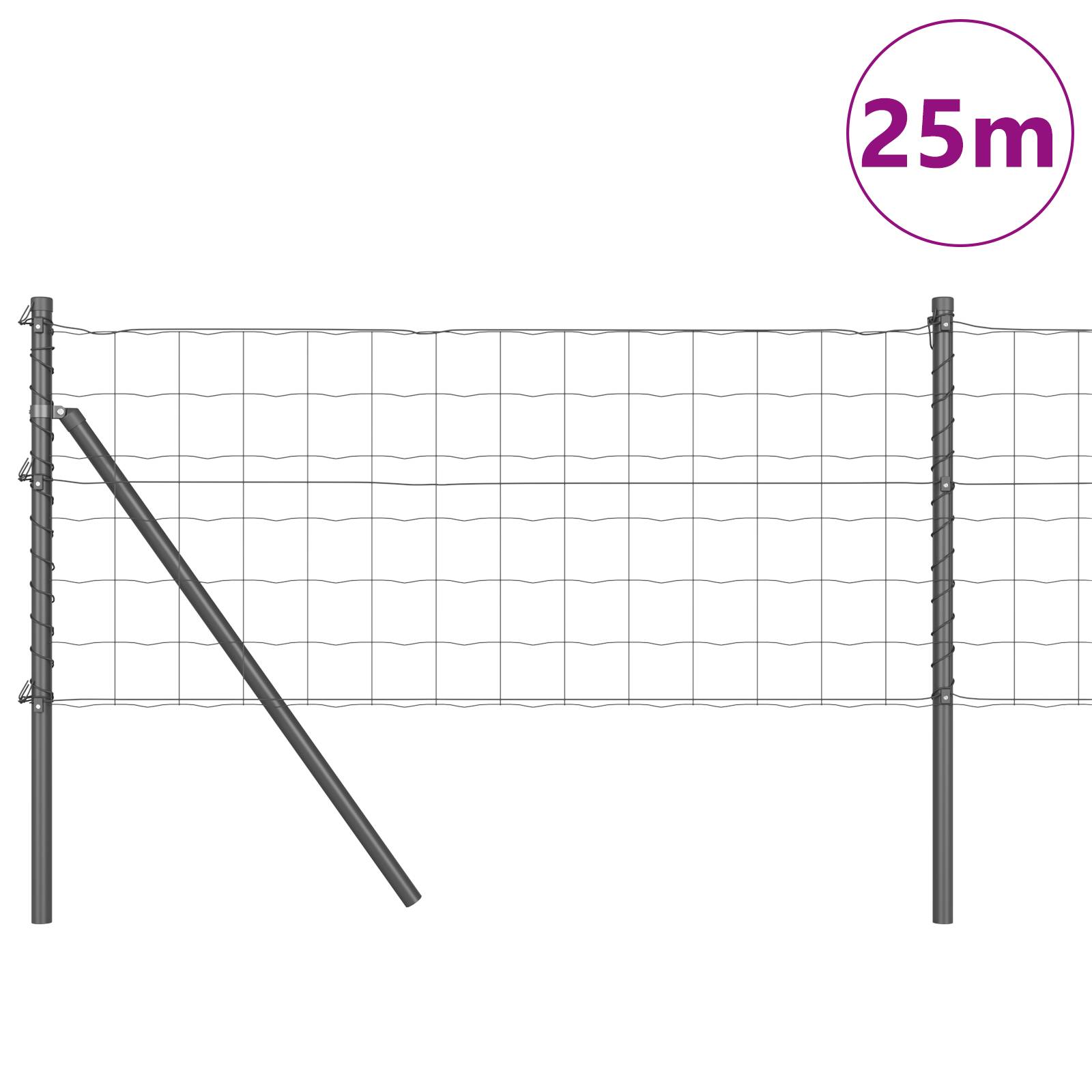 vidaXL Euro Zaun mit 13 Pfosten 0,8x25 m verzinkter Stahl Grau