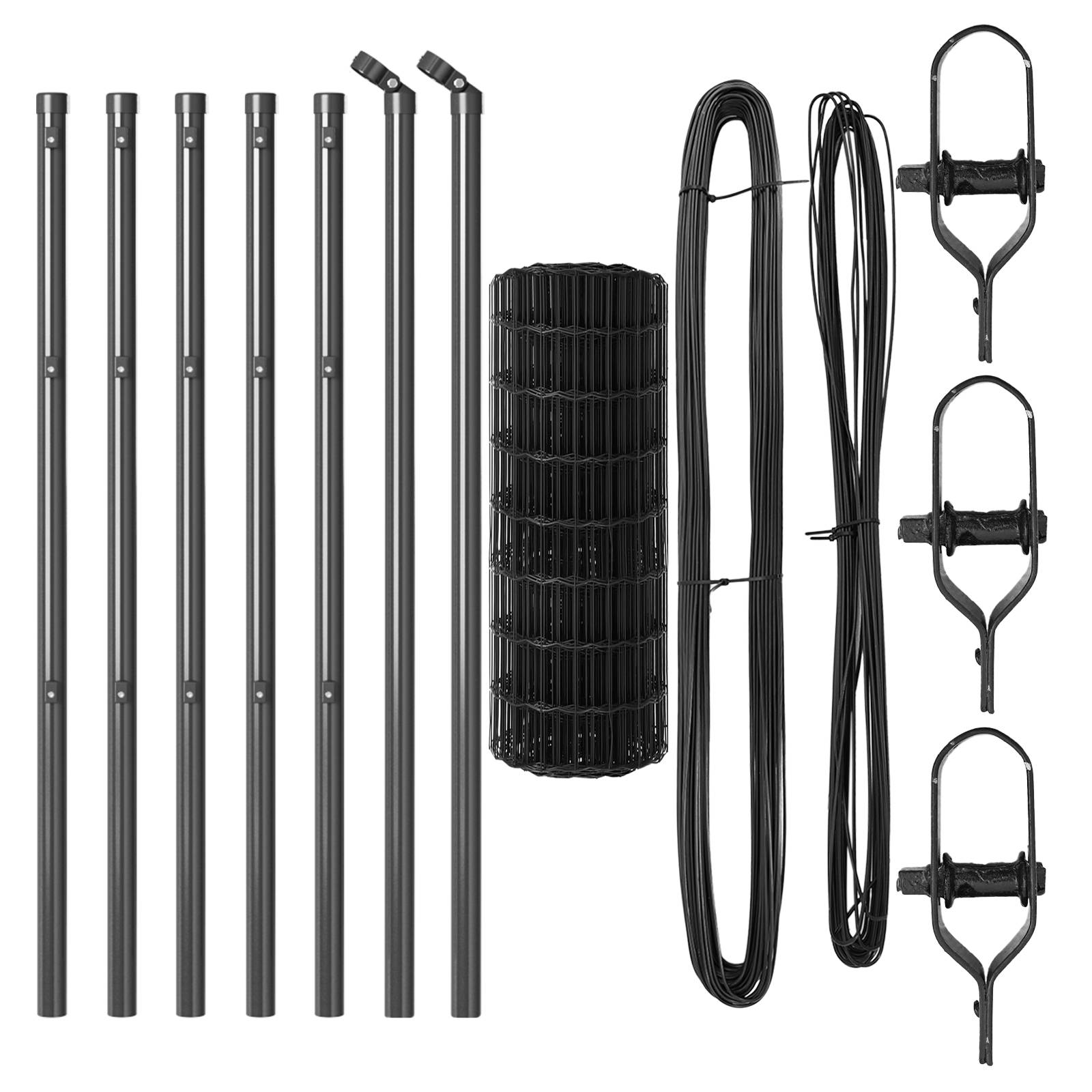 vidaXL Euro Zaun mit 13 Pfosten 0.4x50 m Feuerverzinkter Stahl Grau