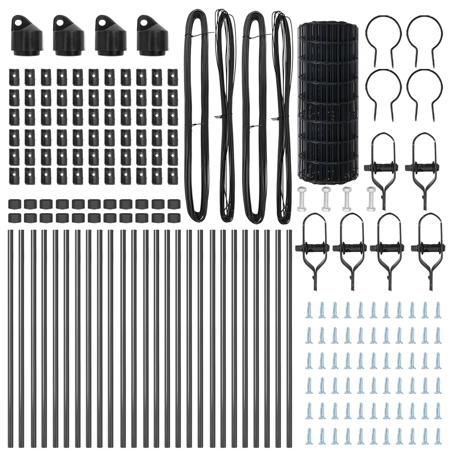 vidaXL Eurozaun mit 13 Pfosten 0,6x50 m galvanisierter Stahl grau