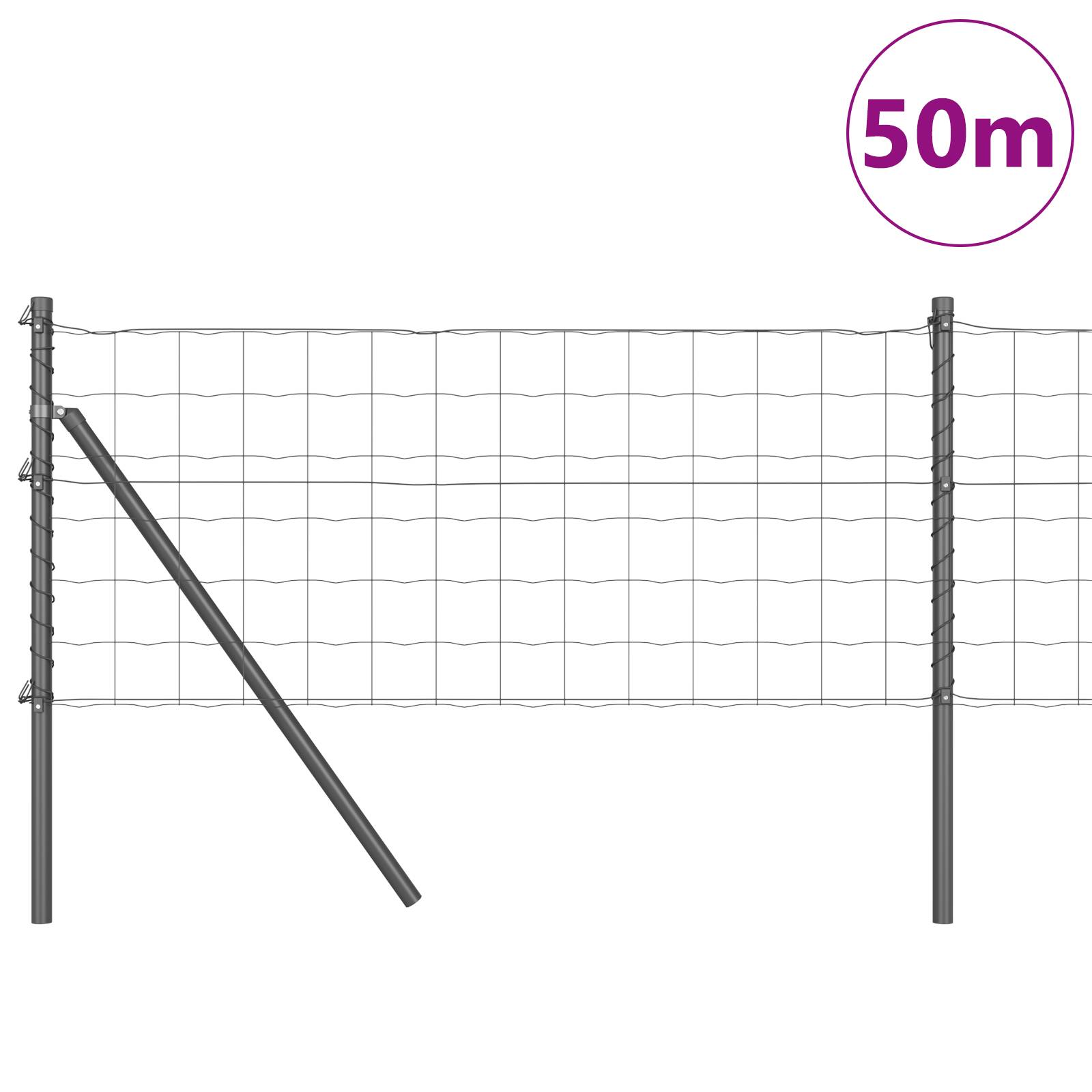 vidaXL Euro Zaun mit 13 Pfosten 0,6x50 m verzinkter Stahl Grau
