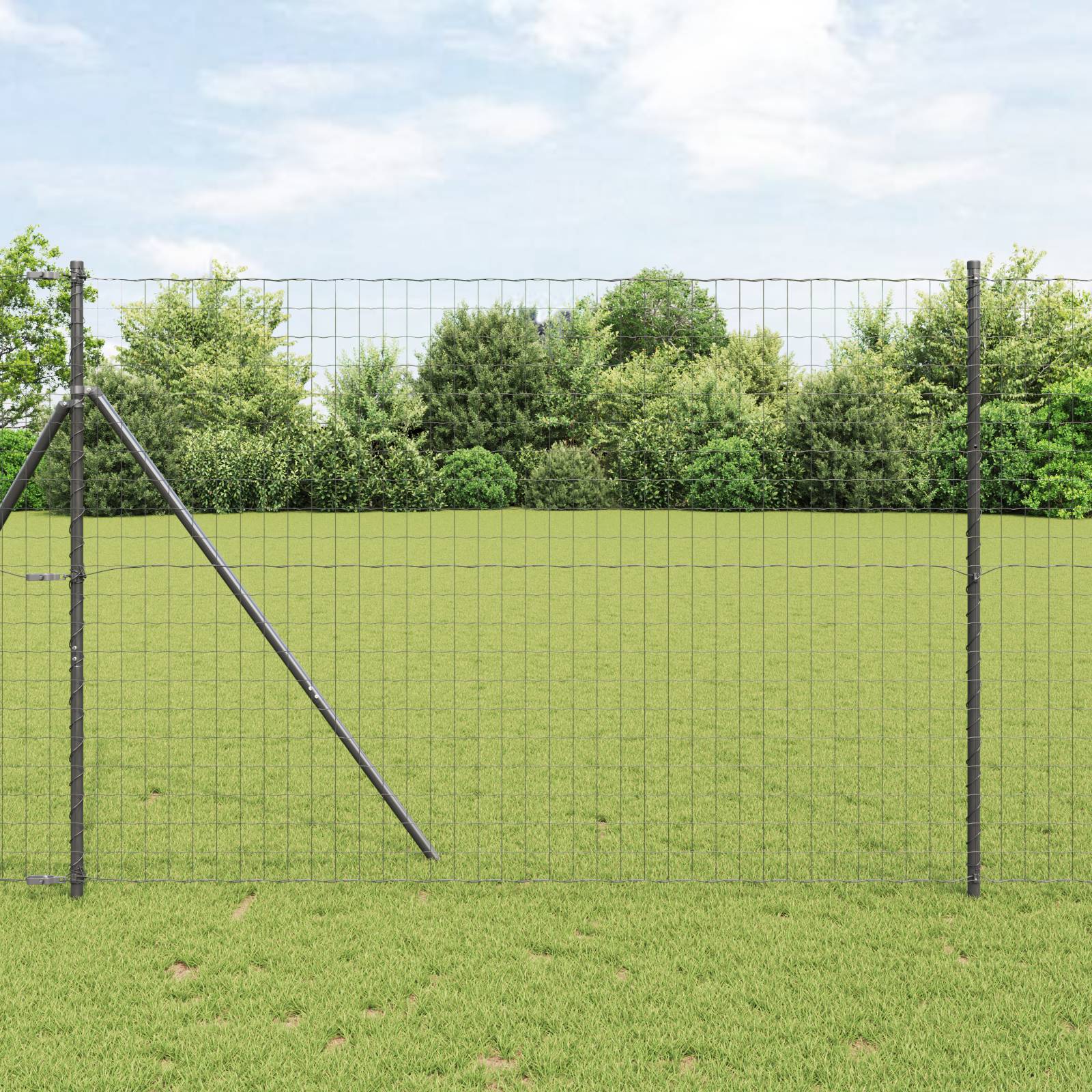vidaXL Euro Zaun mit 7 Pfosten 1,5x10 m verzinkter Stahl grau