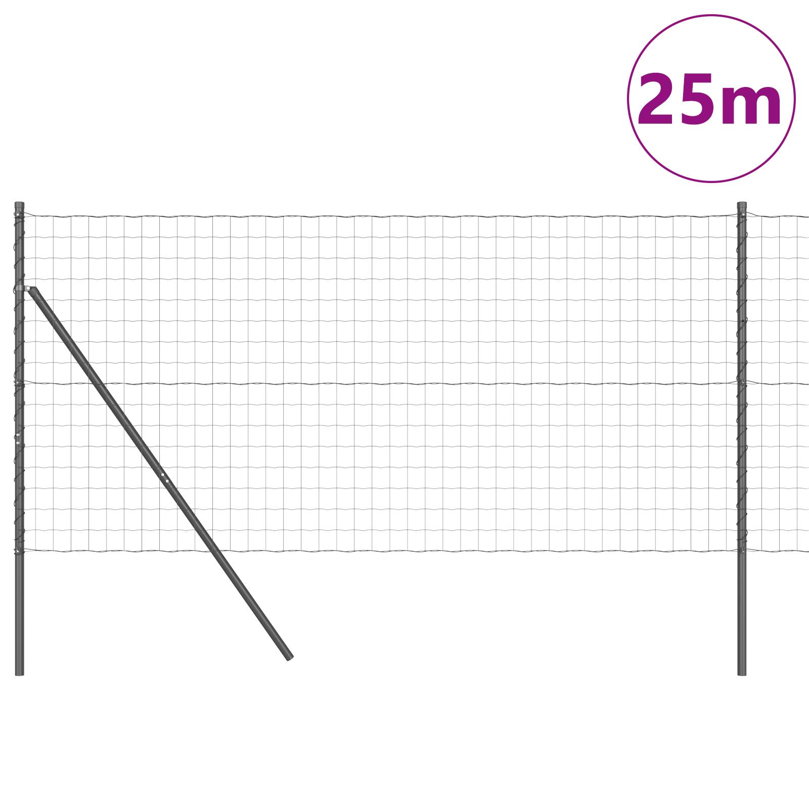 vidaXL Euro-Zaun mit 13 Posten 1,2x25 m galvanisierter Stahl grau