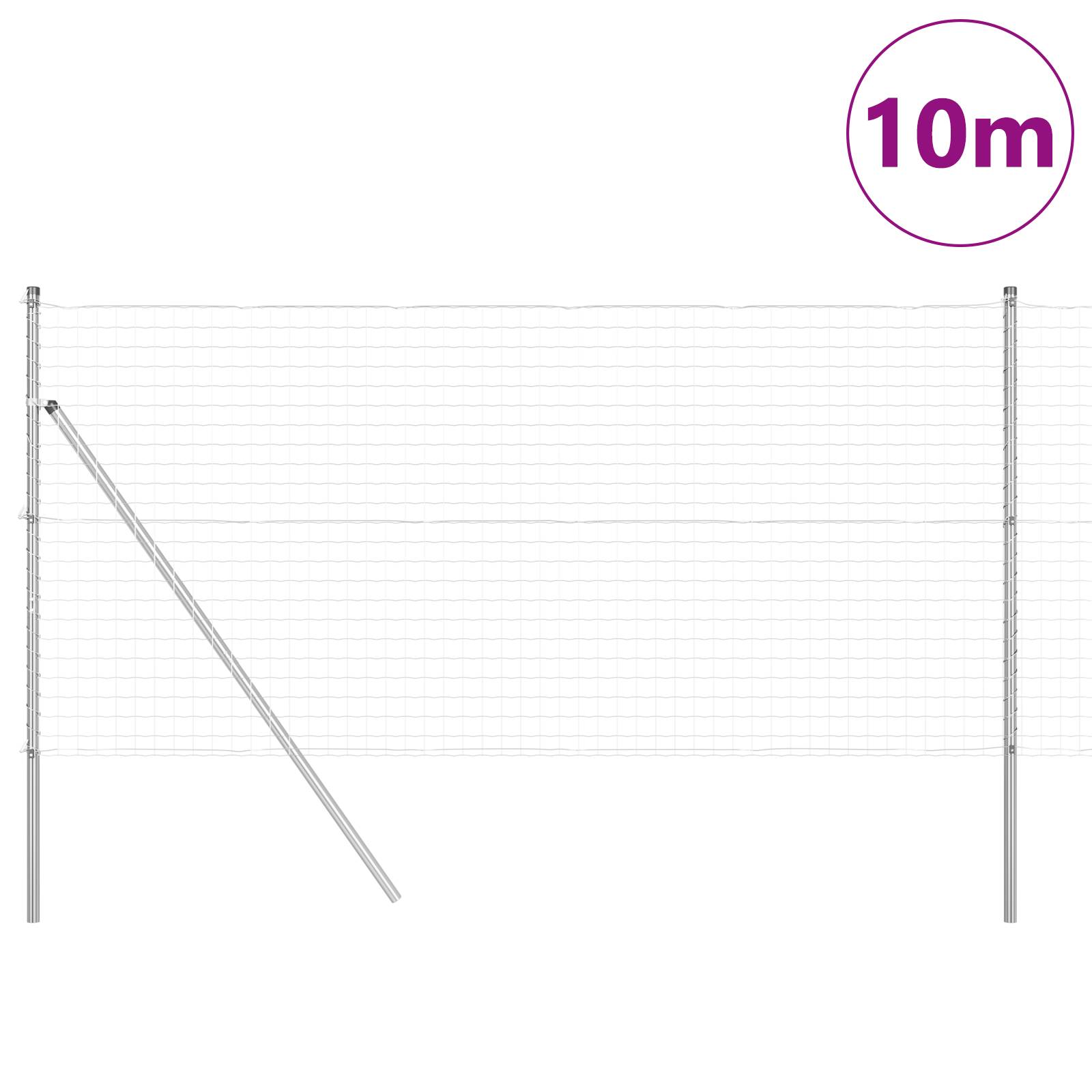 vidaXL Euro Zaun mit 7 Pfosten 1,2 x 10 m aus verzinktem Stahl
