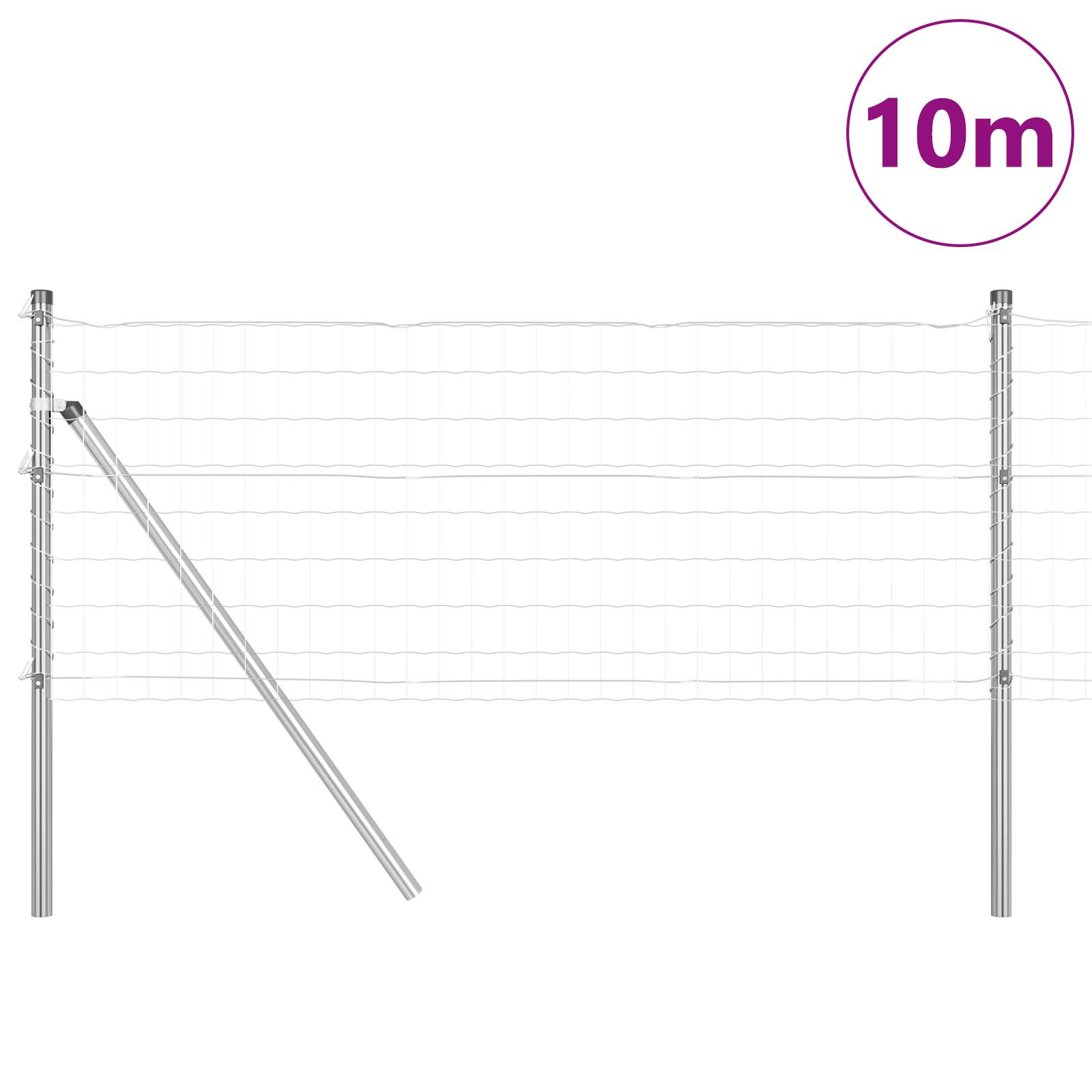 vidaXL Euro-Zaun mit 7 Pfosten 0,8x10 m Verzinkter Stahl