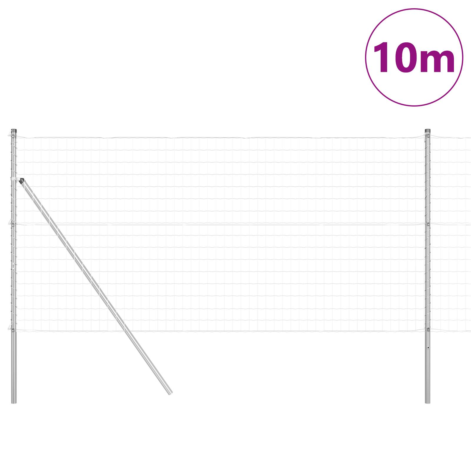 vidaXL Euro Zaun mit 7 Pfosten 1x10 m Verzinkter Stahl