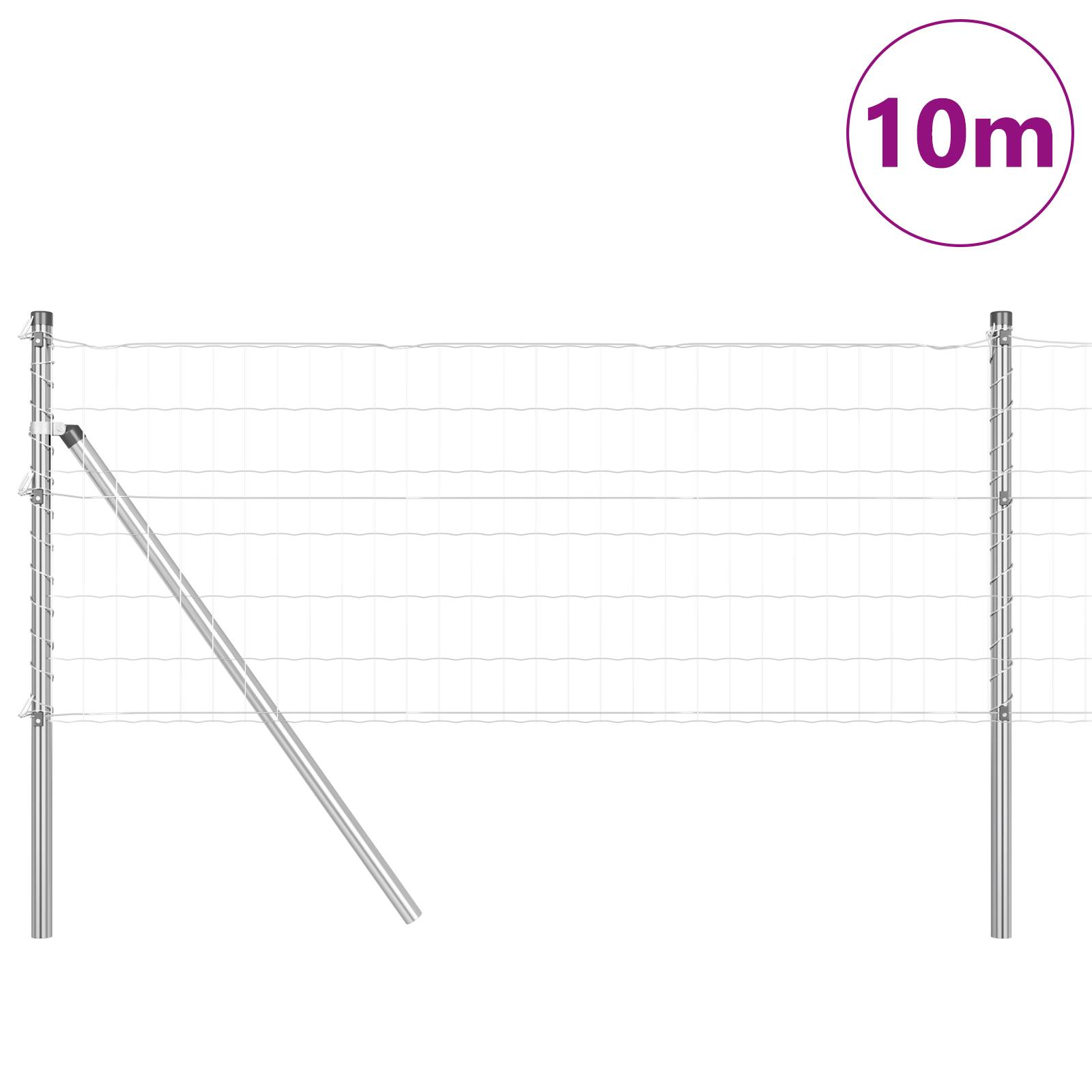 vidaXL Euro-Zaun mit 7 Pfosten 0.6x10 m Verzinkter Stahl