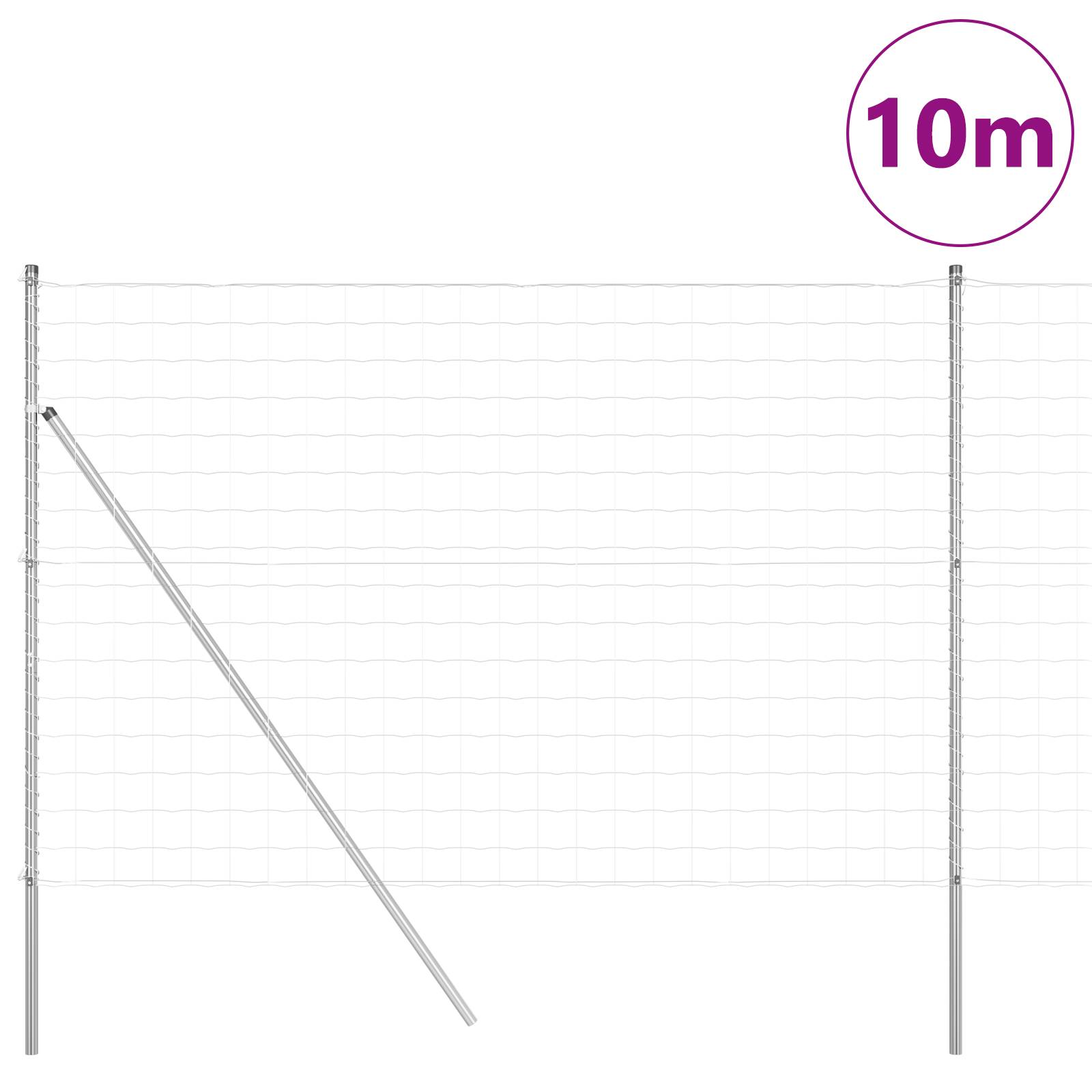 vidaXL Euro-Zaun mit 7 Pfosten 1,5x10 m aus verzinktem Stahl