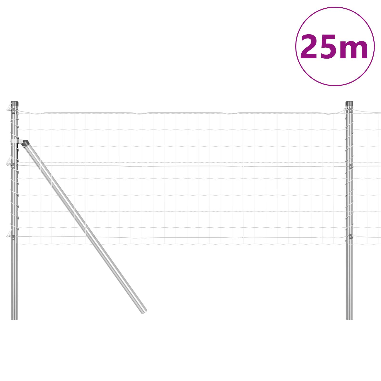 vidaXL Euro-Zaun mit 13 Pfosten 0.8x25 m verzinkter Stahl