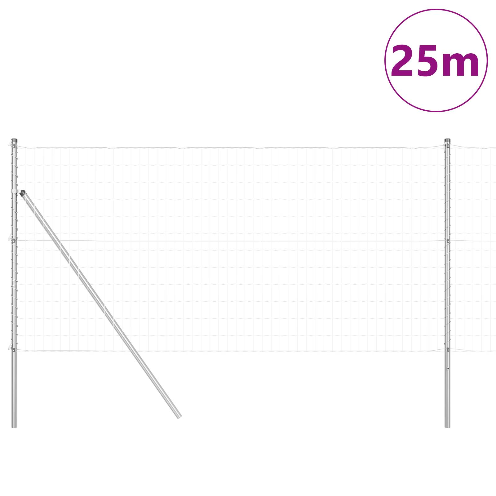 vidaXL Euro-Zaun mit 13 Pfosten 1x25 m Verzinkter Stahl