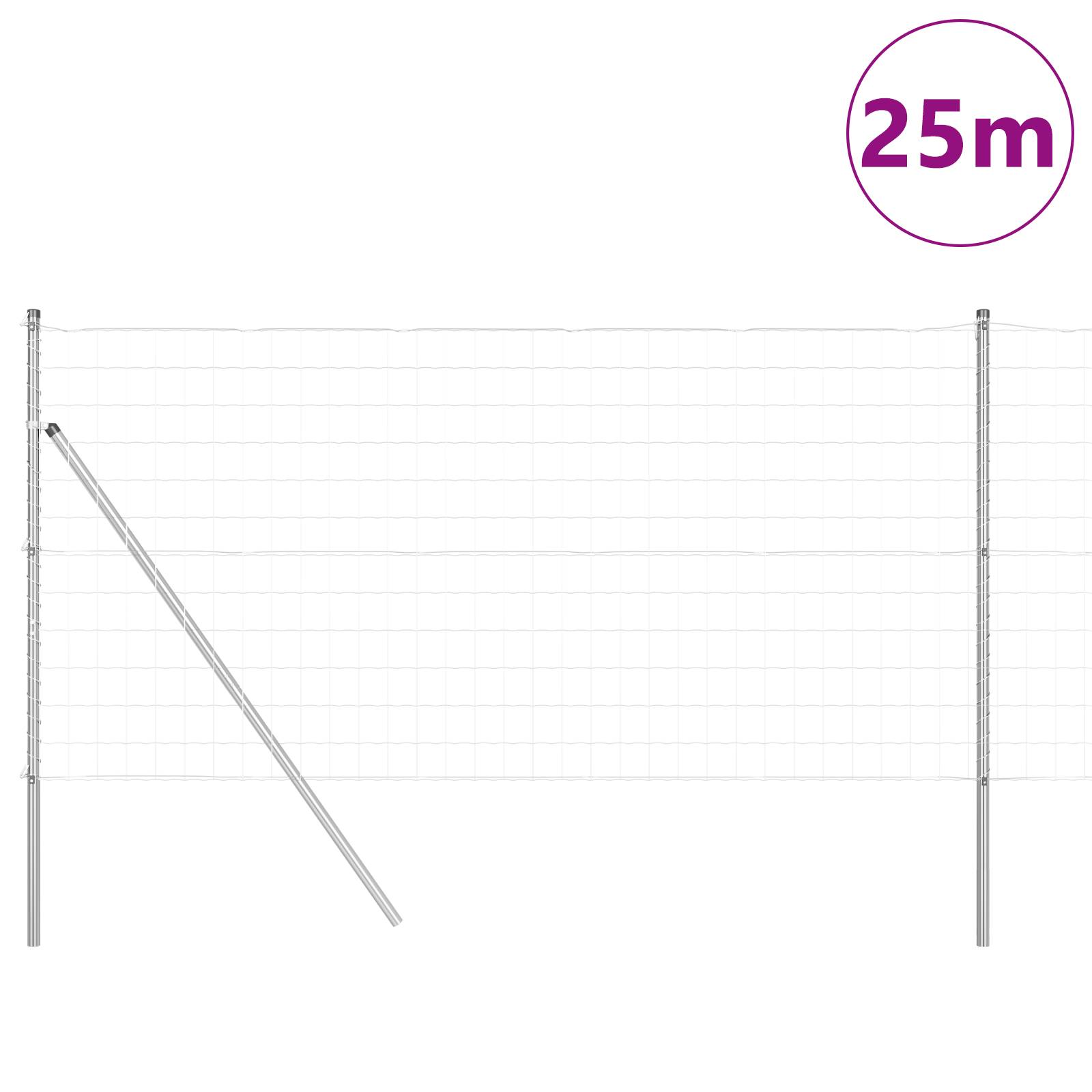 vidaXL Euro-Zaun mit 13 Pfosten 1x25 m Verzinkter Stahl