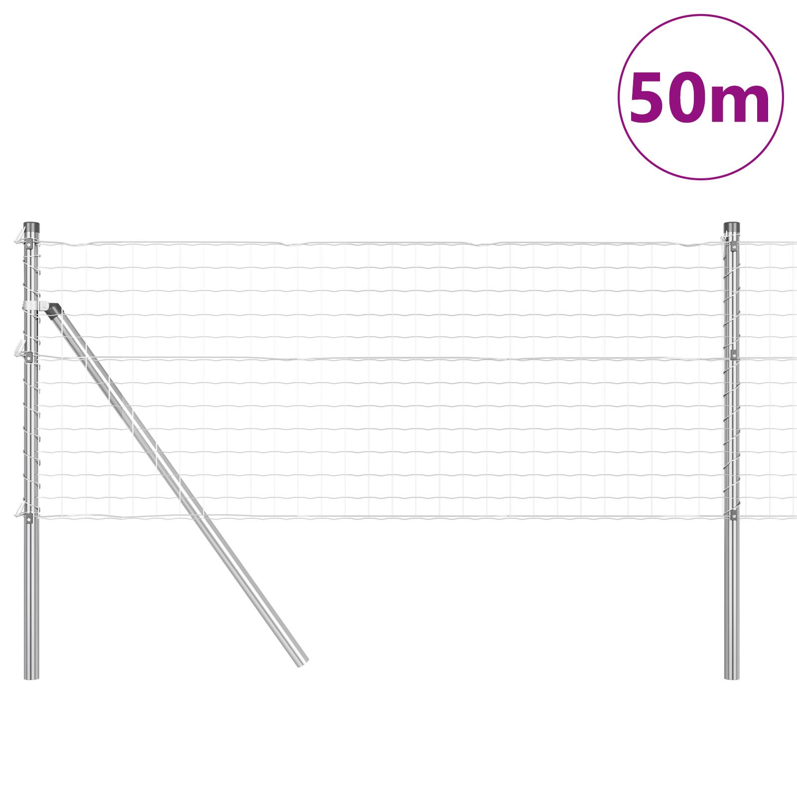 vidaXL Euro Zaun mit 13 Pfosten 0,4x50 m Verzinkter Stahl