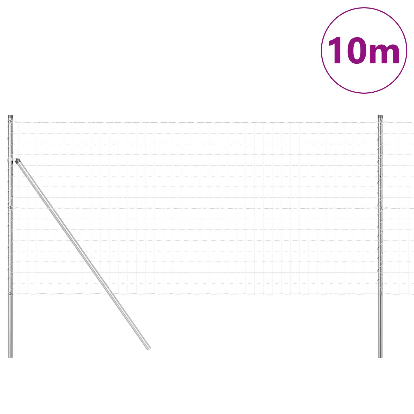 vidaXL Euro Zaun mit 7 Pfosten 1x10 m Verzinkter Stahl