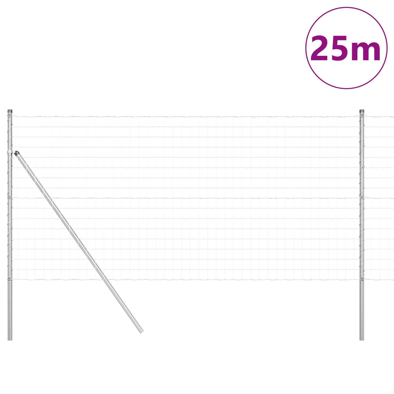 vidaXL Euro Zaun mit 13 Pfosten 1x25 m Feuerverzinkter Stahl