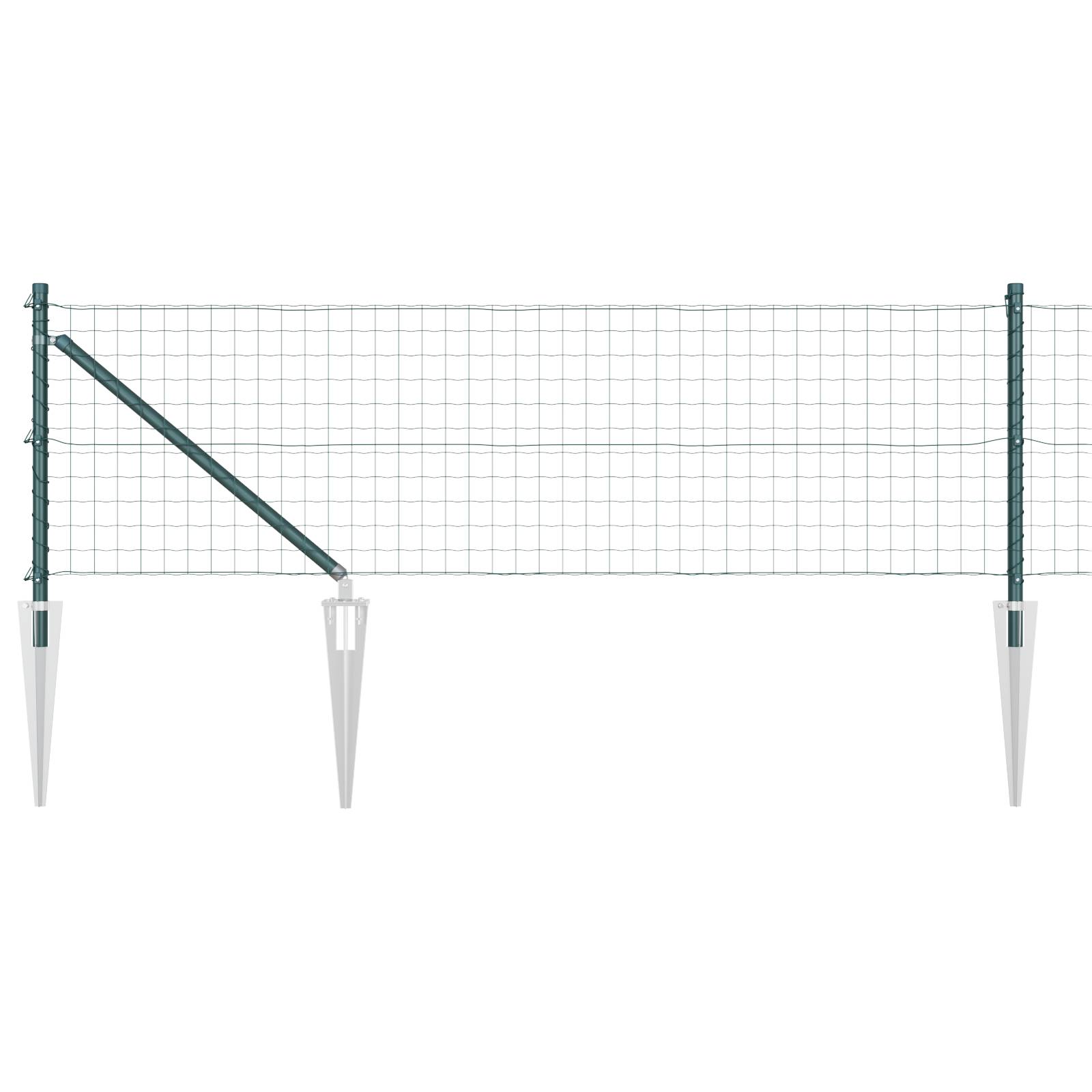 vidaXL Euro-Zaun mit 13 Spitzenpfosten 0,8x25 m galvanisierter Stahl grün