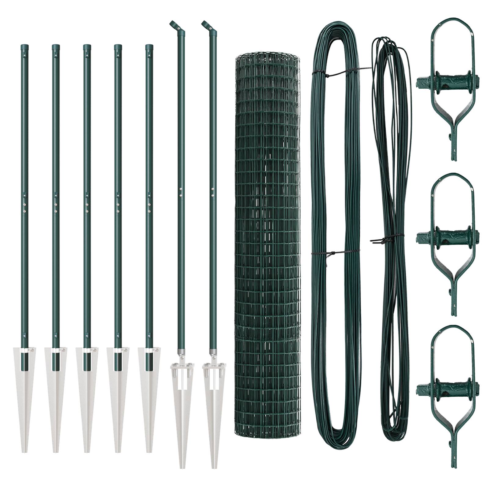 vidaXL Euro Zaun mit 7 Spike-Pfosten 1,6x10 m Galvanisierter Stahl Grün