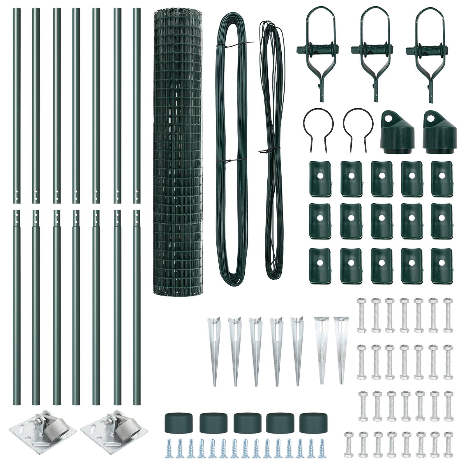 vidaXL Euro Zaun mit 7 Spike-Pfosten 1,6x10 m Galvanisierter Stahl Grün