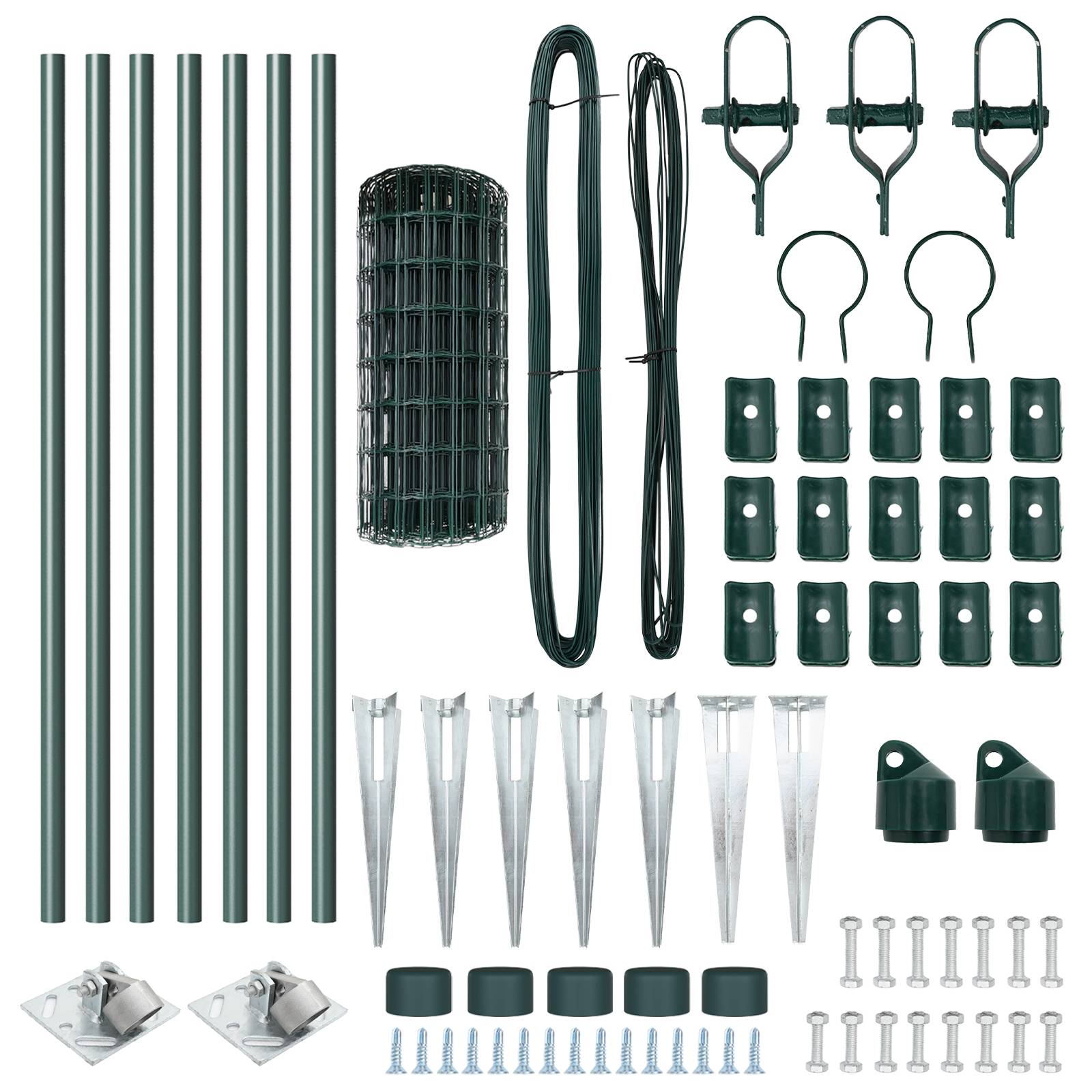 vidaXL Euro Zaun mit 7 Spike Pfosten 0,4x10 m Feuerverzinkter Stahl Grün