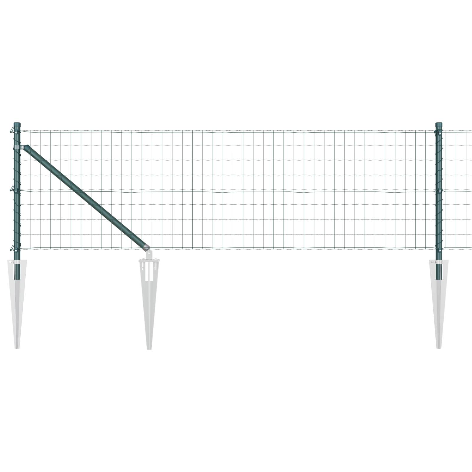 vidaXL Euro Zaun mit 7 Spike-Stützen 0.4x10 m galvanisiertes Stahl Grün
