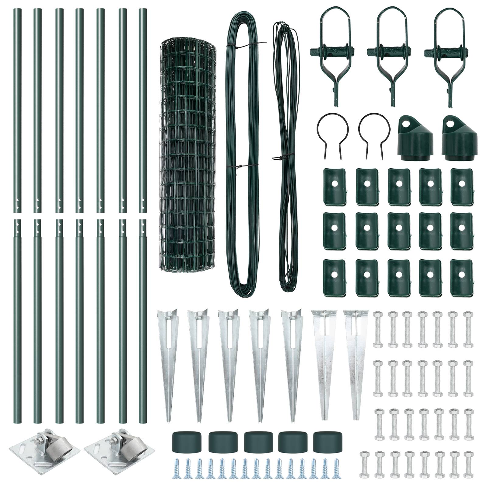 vidaXL Euro Zaun mit 7 Spike-Pfosten 1x10 m Verzinkter Stahl Grün
