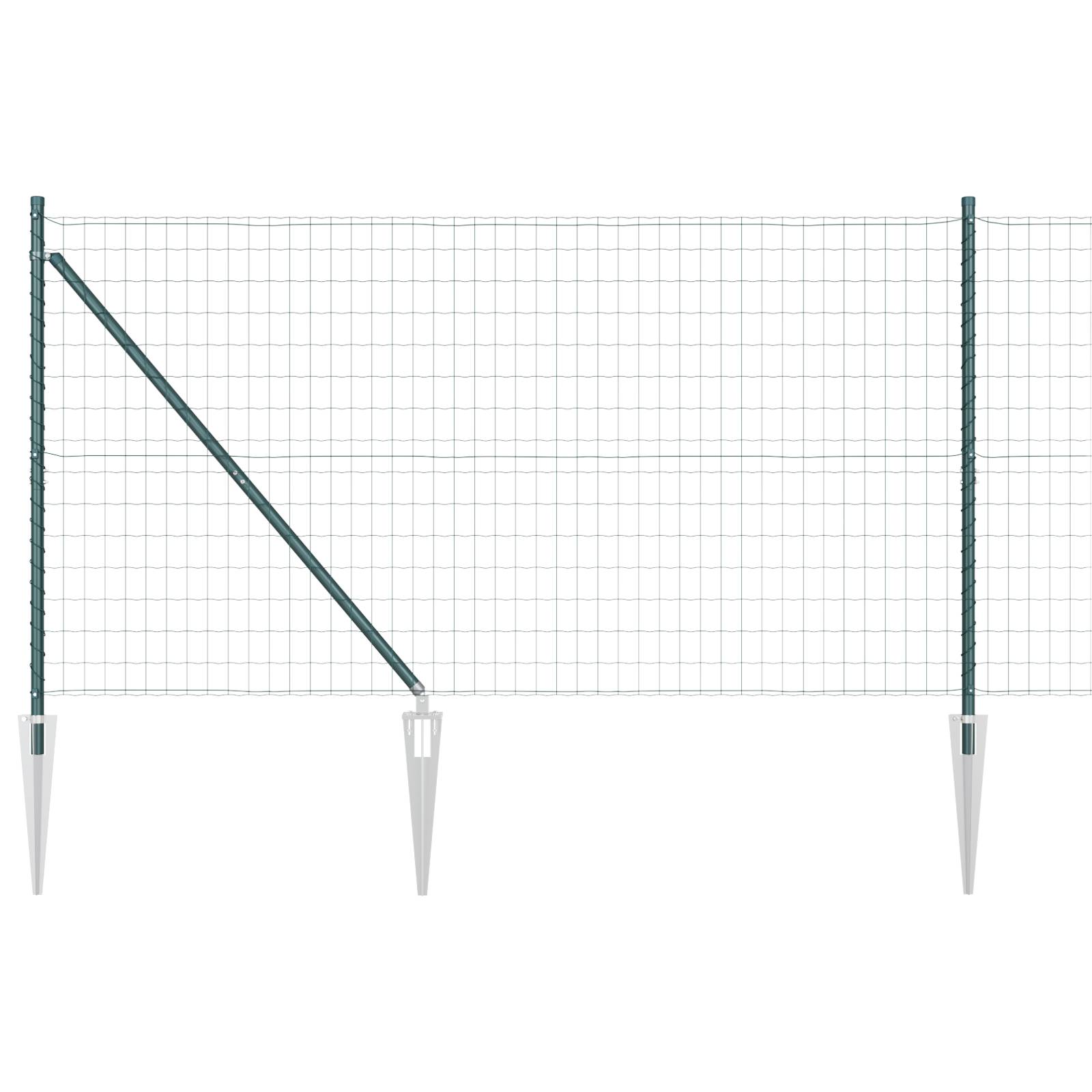 vidaXL Euro Zaun mit 7 Spitzenpfosten 1,2x10 m galvanisierter Stahl Grün