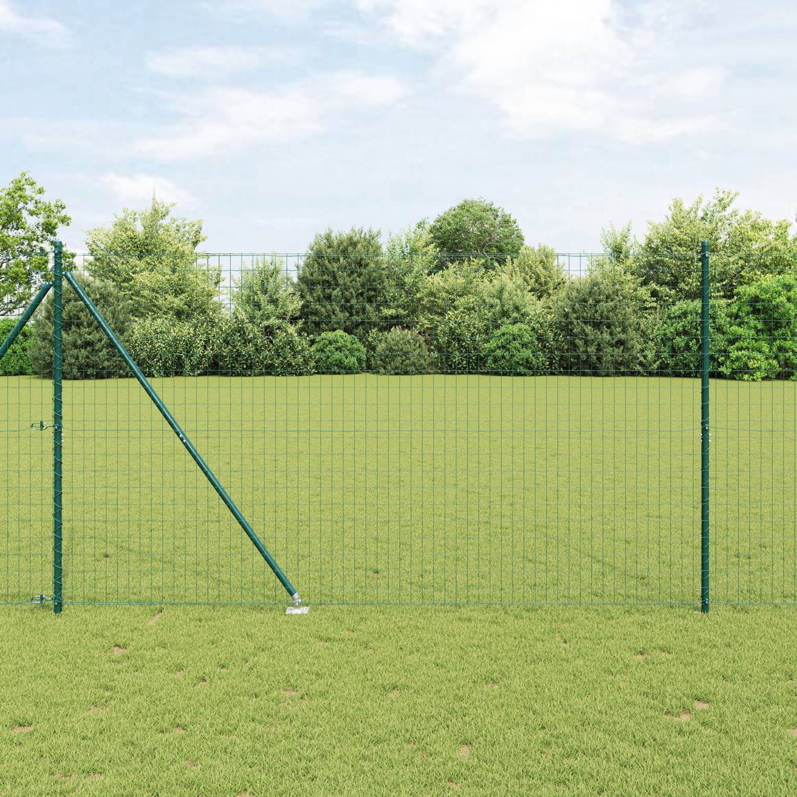 vidaXL Eurozaun mit 7 Spitzenpfosten 1,6x10 m Verzinkter Stahl Grün