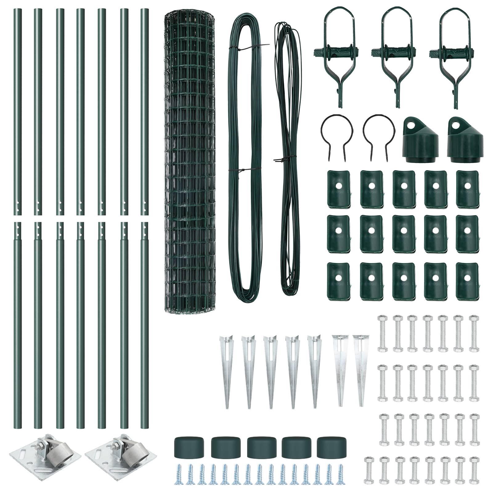 vidaXL Euro Zaun mit 7 Spitzpfosten 1.5x10 m verzinkter Stahl Grün