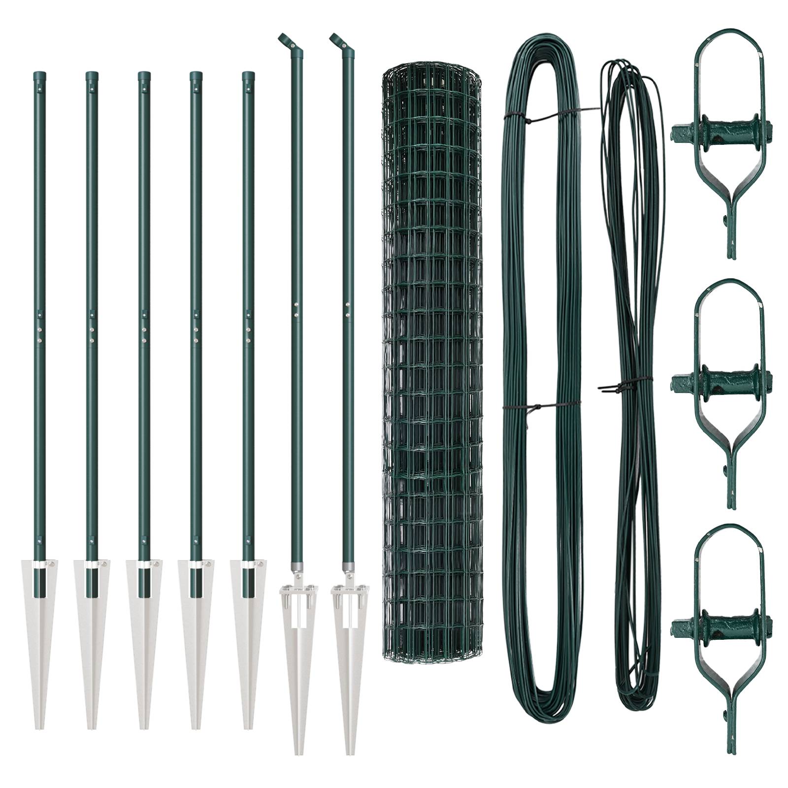 vidaXL Euro Zaun mit 7 Stachelpfählen 1,5x10 m verzinkter Stahl grün