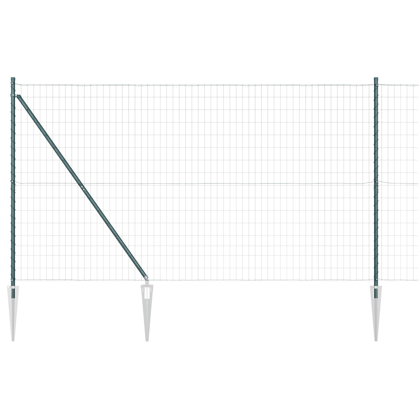 vidaXL Euro Zaun mit 7 Spitzpfosten 1,6x10 m galvanisierter Stahl Grün