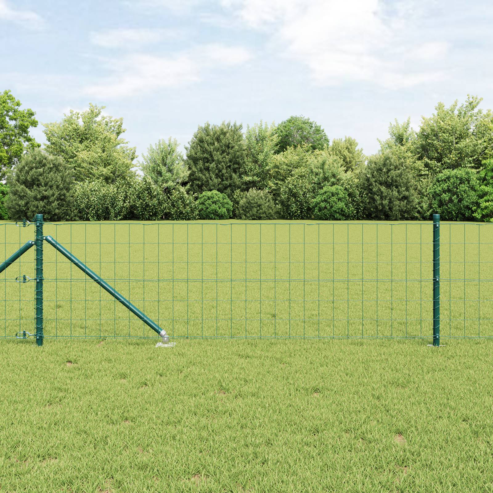 vidaXL Euro Zaun mit 7 Spike-Pfosten 0.4x10 m verzinkter Stahl Grün