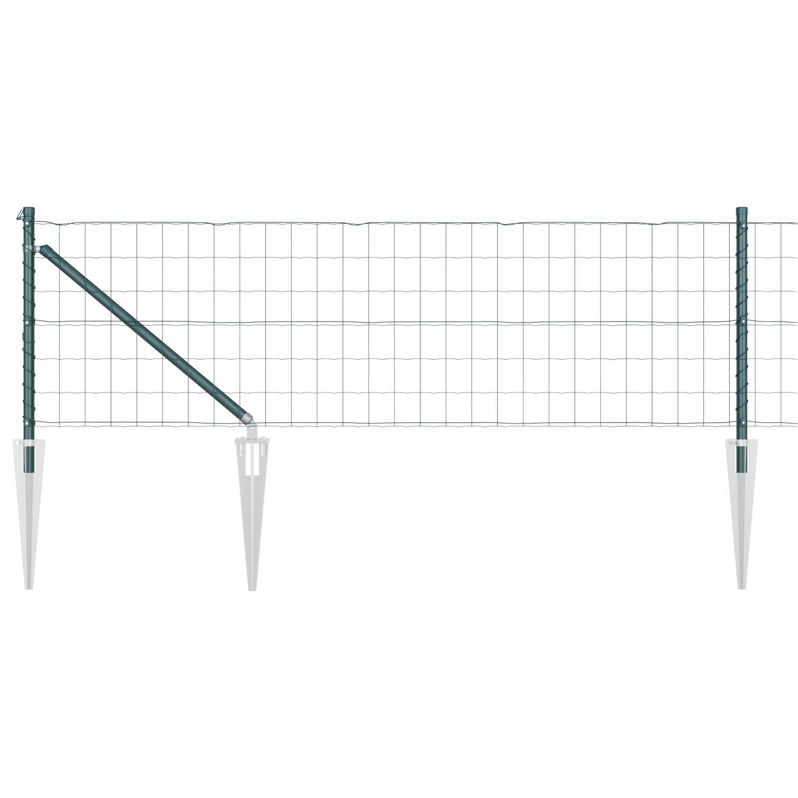 vidaXL Euro Zaun mit 7 Spike-Pfosten 0.4x10 m verzinkter Stahl Grün