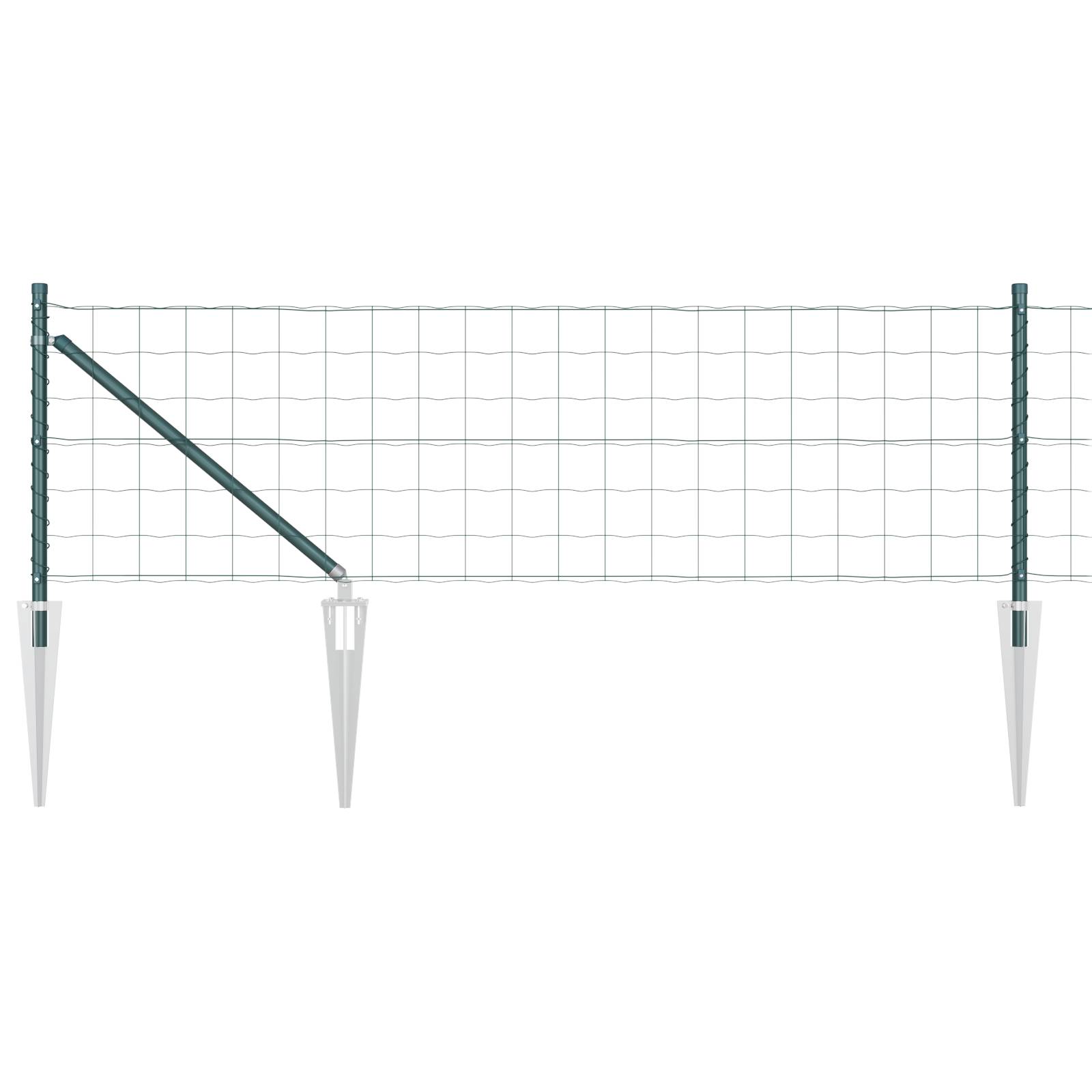 vidaXL Euro Zaun mit 13 Spike-Posten 0.4x50 m verzinkter Stahl grün