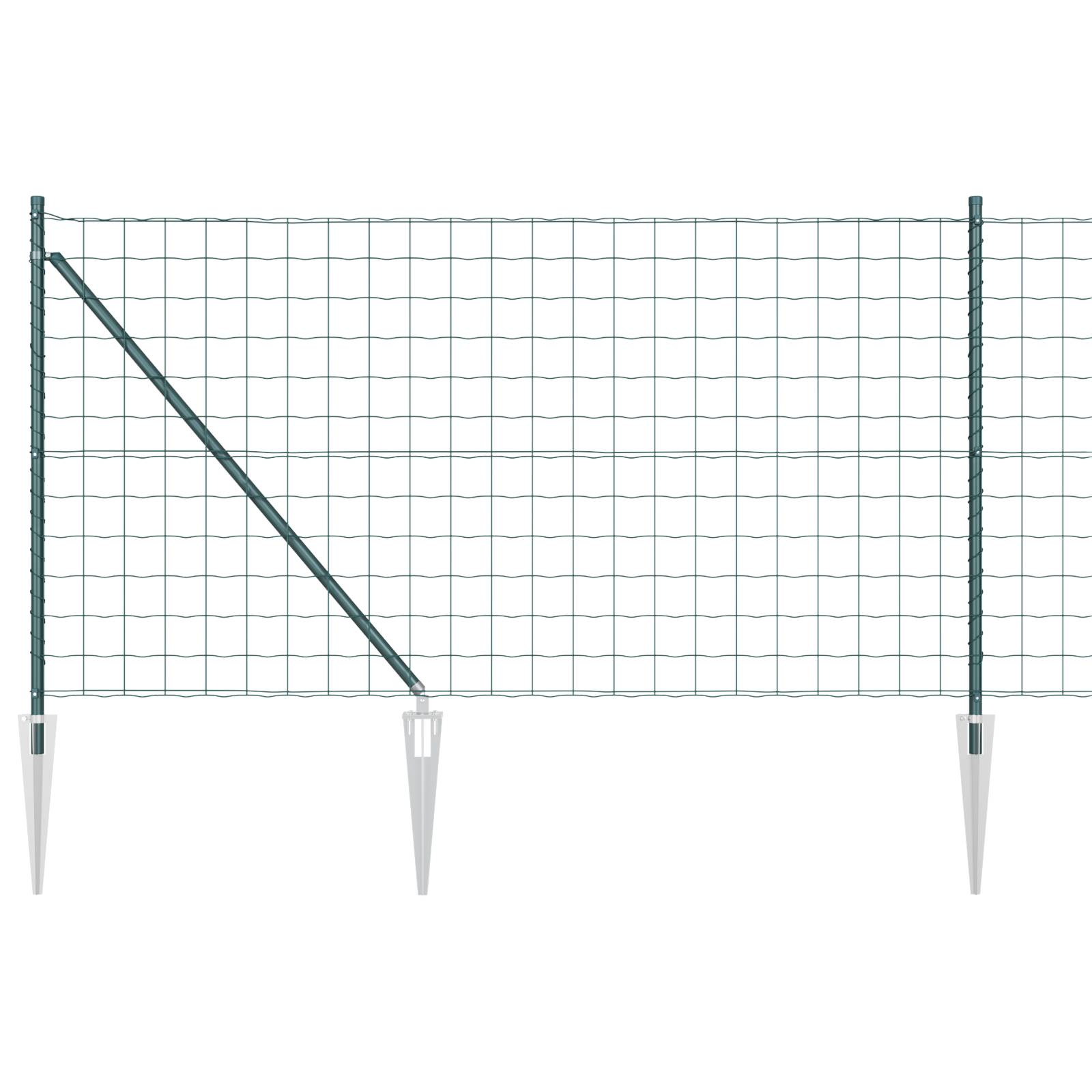 vidaXL Eurozaun mit 13 Spike-Posts 1x25 m verzinkter Stahl Grün