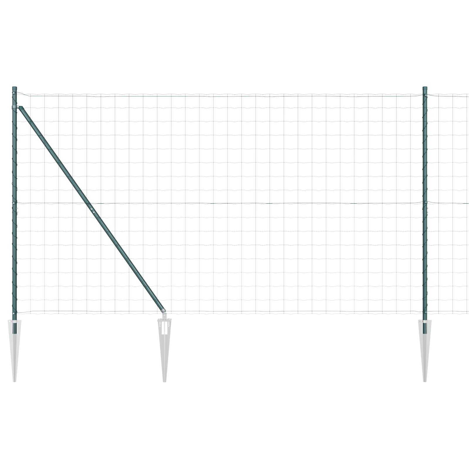 vidaXL Euro Zaun mit 7 Spike-Pfosten 1,5 x 10 m verzinkter Stahl Grün