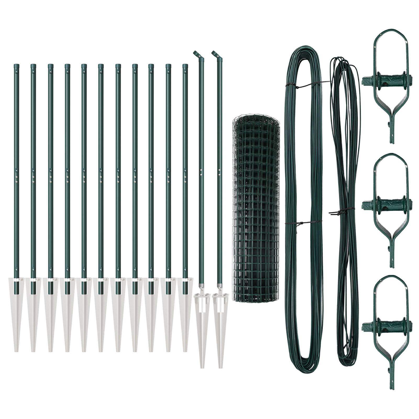 vidaXL Euro Zaun mit 13 Spitzpfosten 1,2x25 m Galvanisierter Stahl Grün