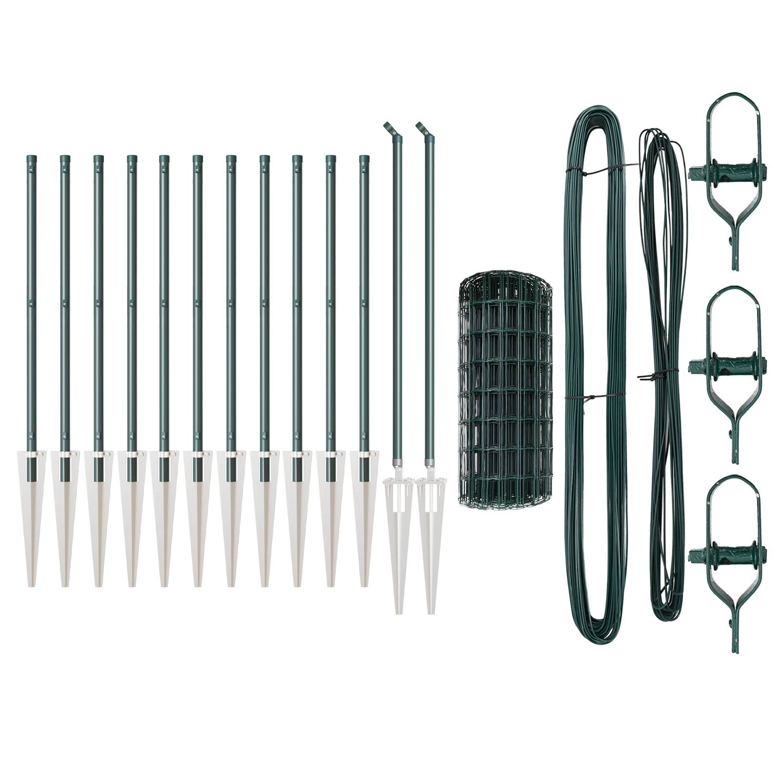 vidaXL Eurozaun mit 13 Dornpfosten 0,6x25 m verzinkter Stahl grün